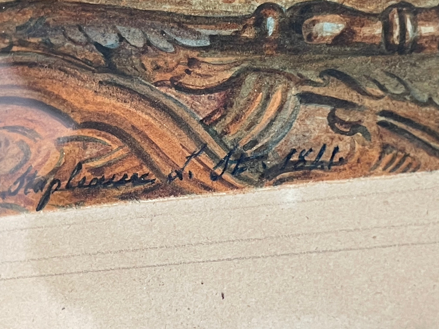 Aquarelle sur Papier "Jeune Femme Accoudée" – Signée - 1841