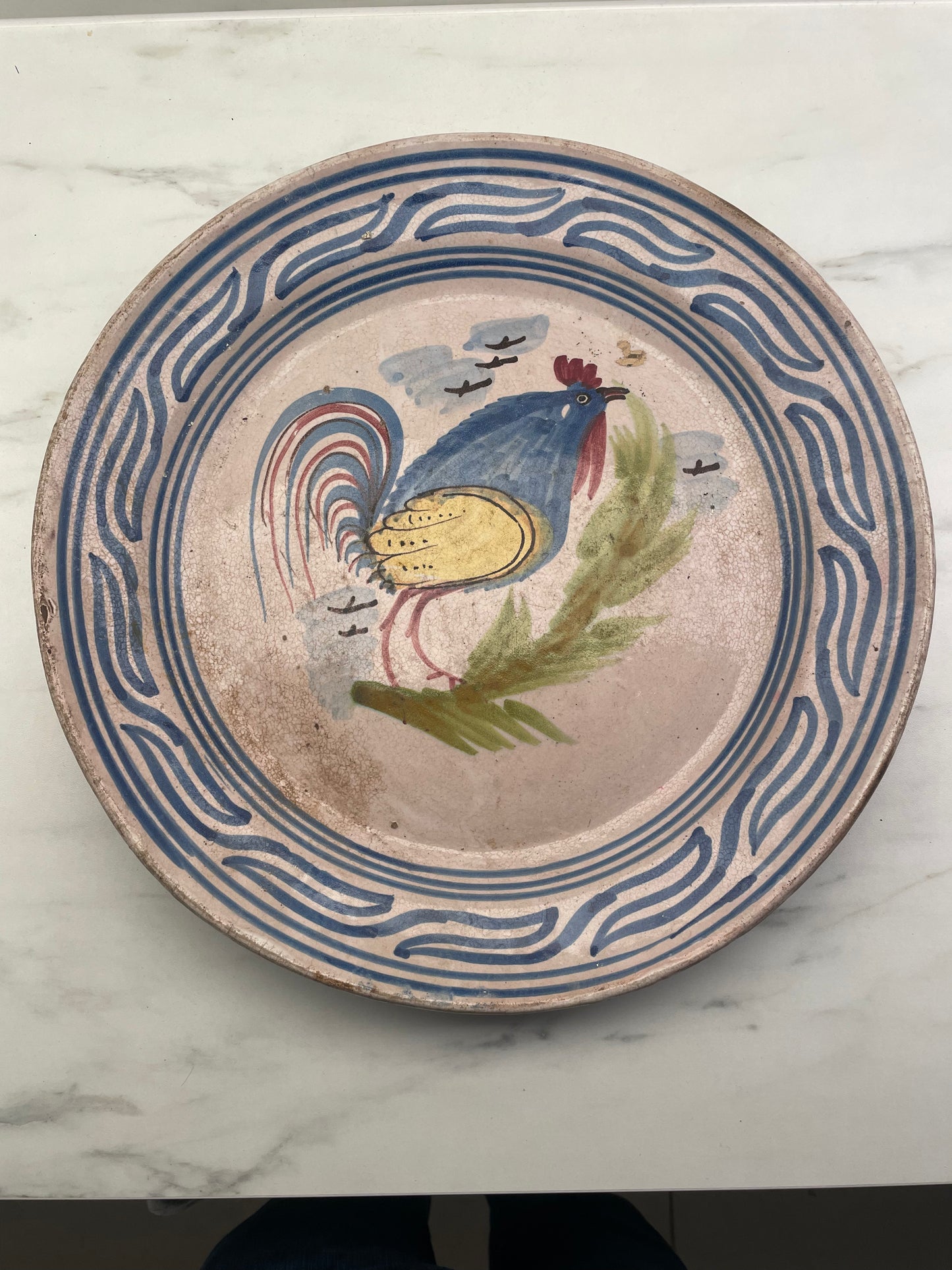 Grand Plat en Faïence – Décor au Coq – Fin XVIIIe / XIXe