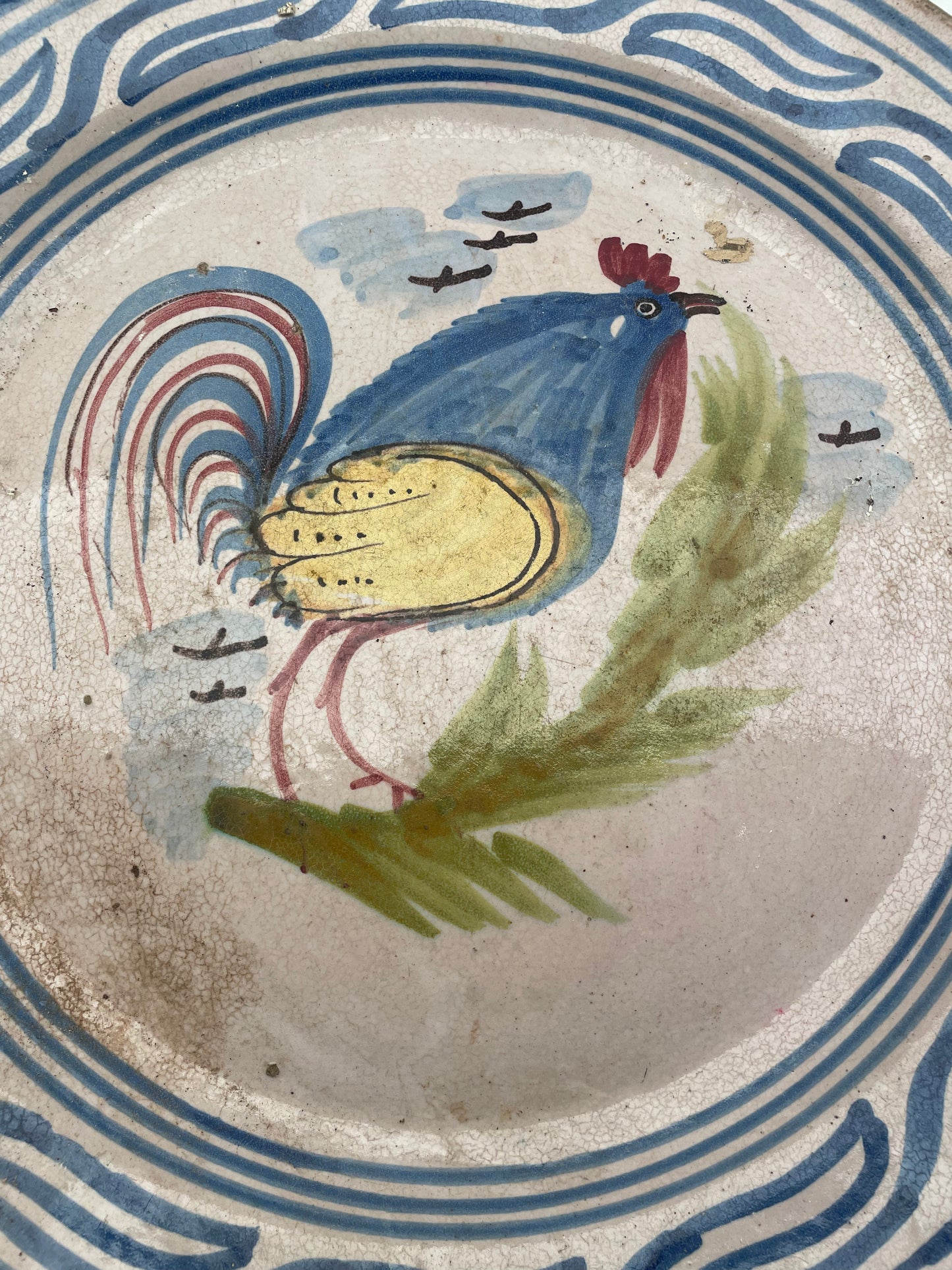 Grand Plat en Faïence – Décor au Coq – Fin XVIIIe / XIXe