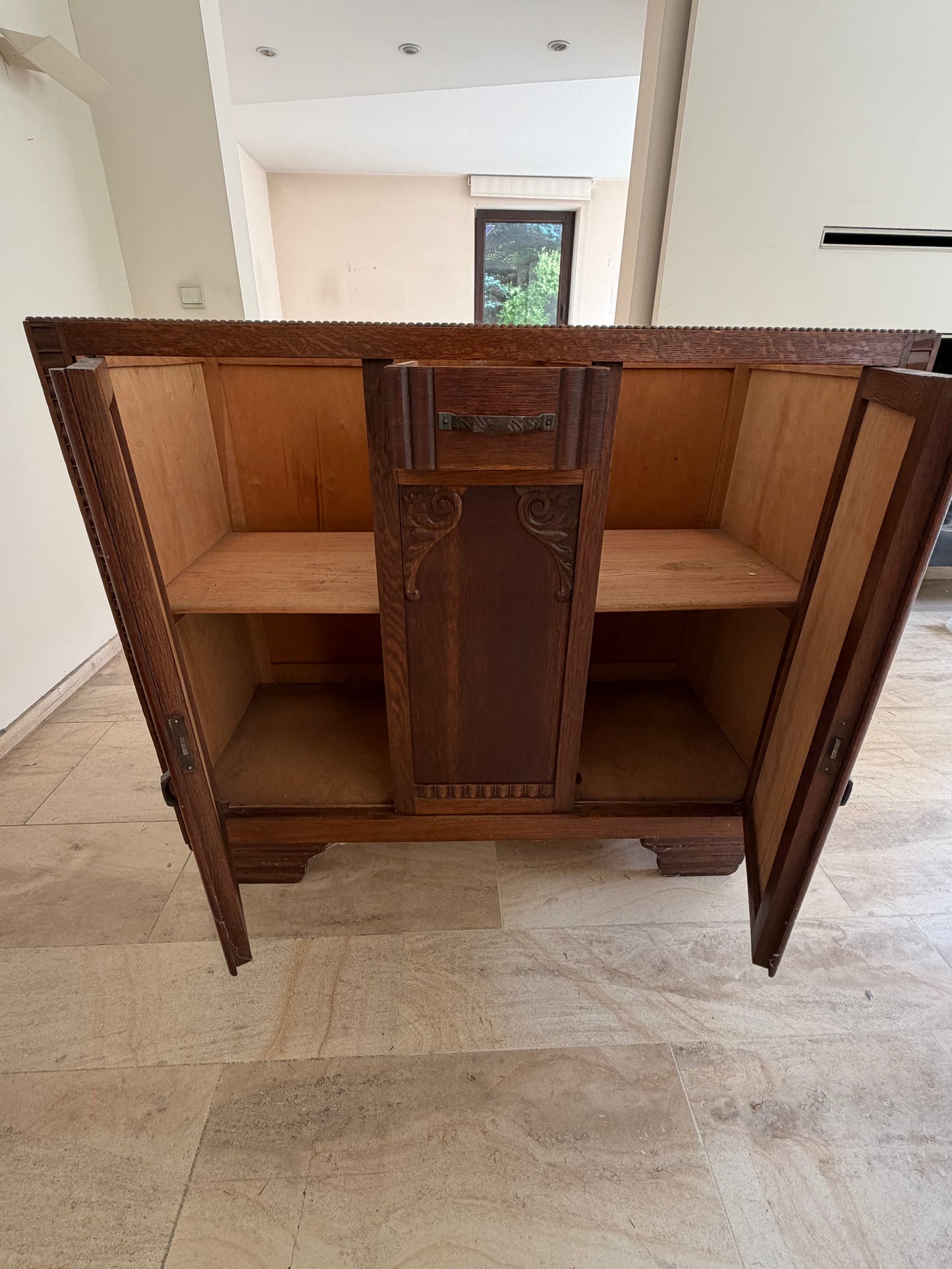 1 - Buffet / meuble Art Déco en chêne massif à restaurer