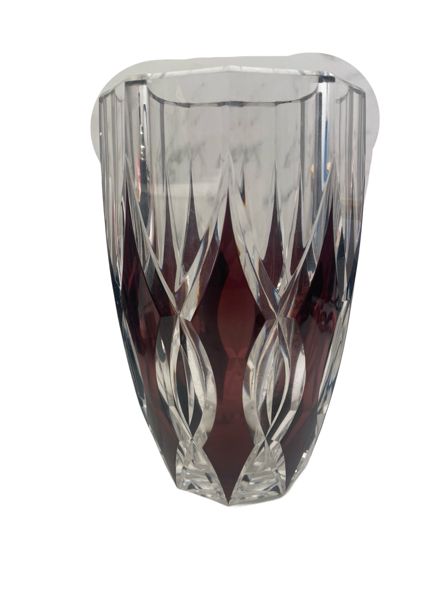 1 - Vase en cristal prune signé Val Saint Lambert – Pièce unique