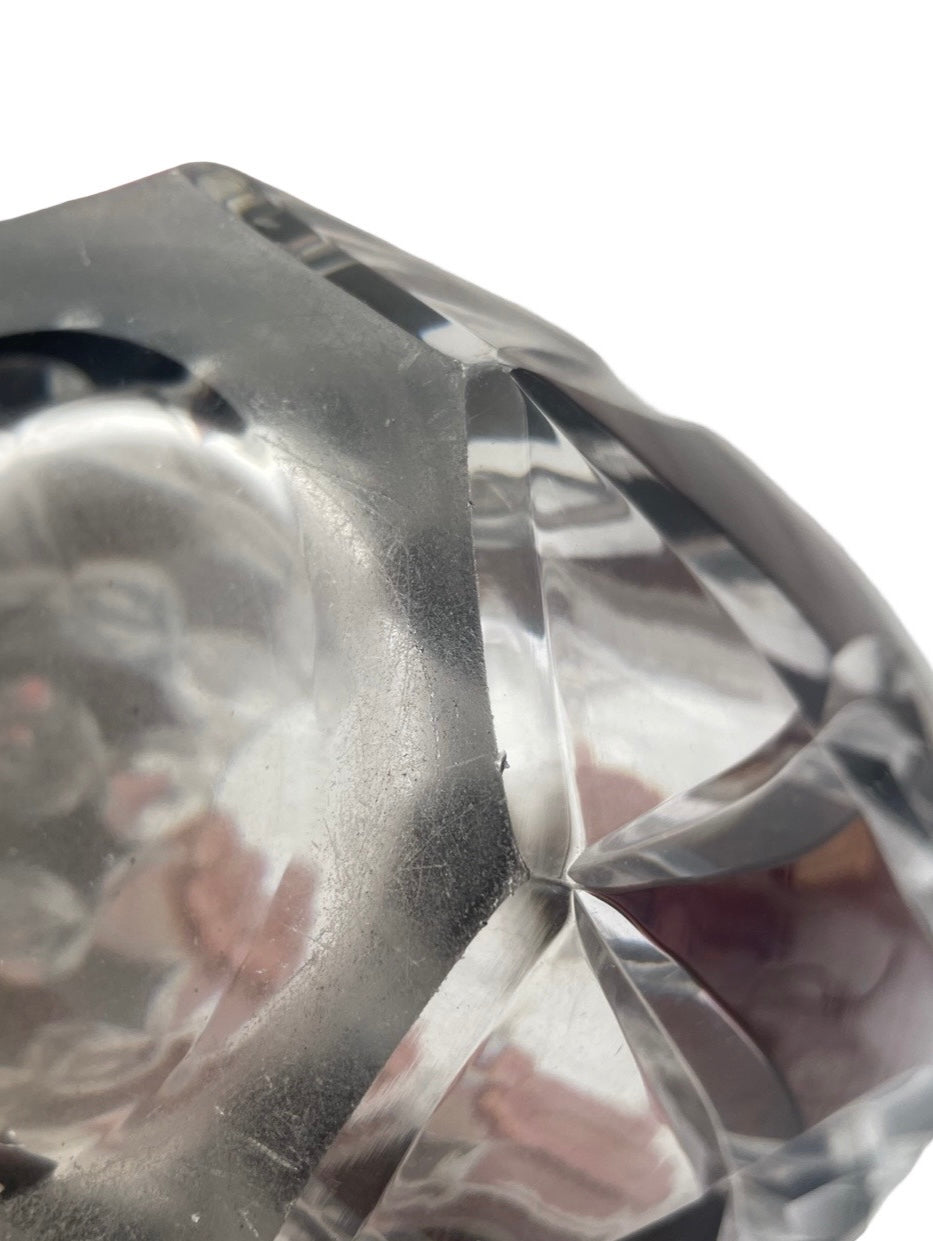 1 - Vase en cristal prune signé Val Saint Lambert – Pièce unique