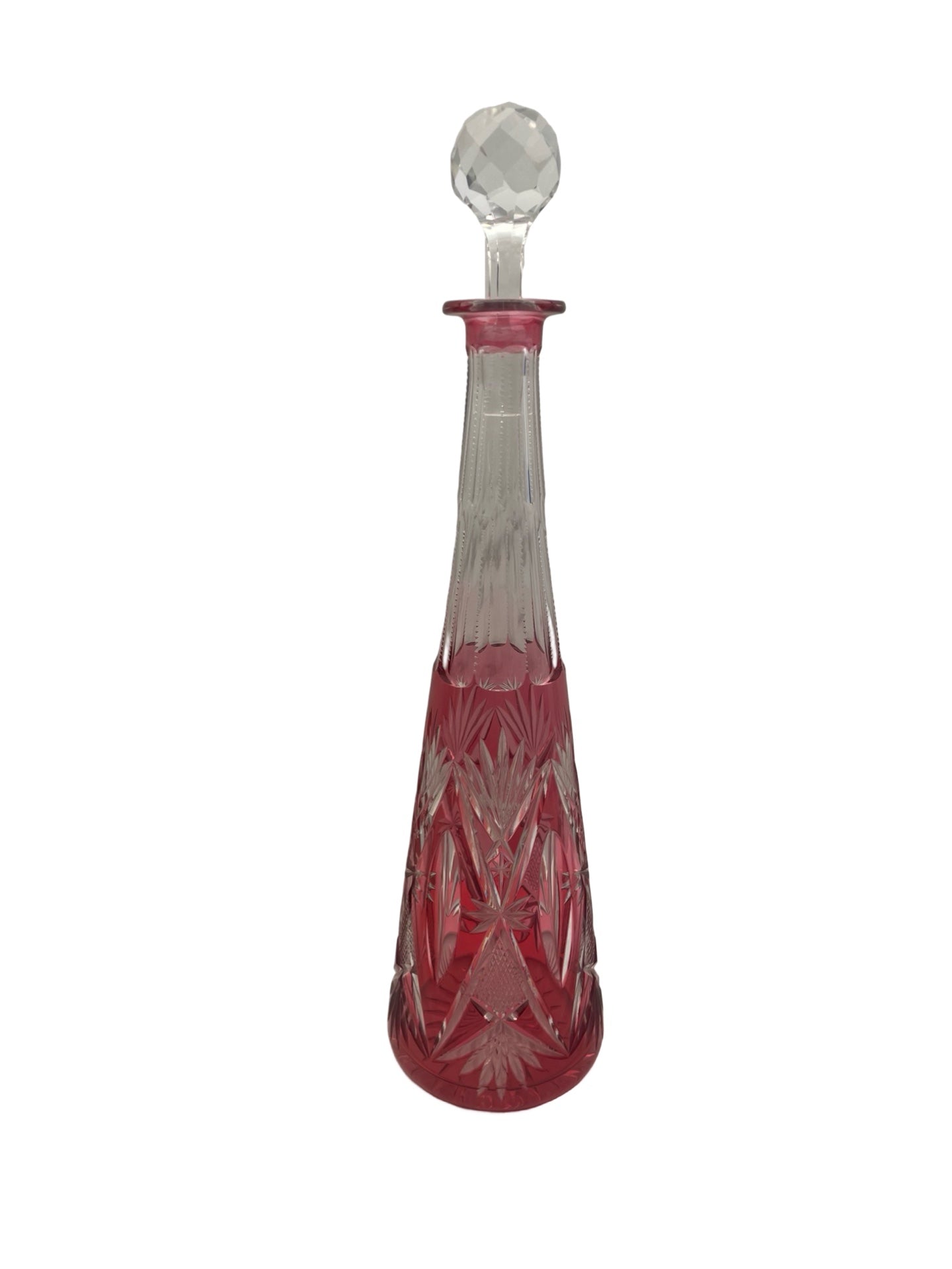Carafe en cristal rouge rosé – Val Saint Lambert Num 36