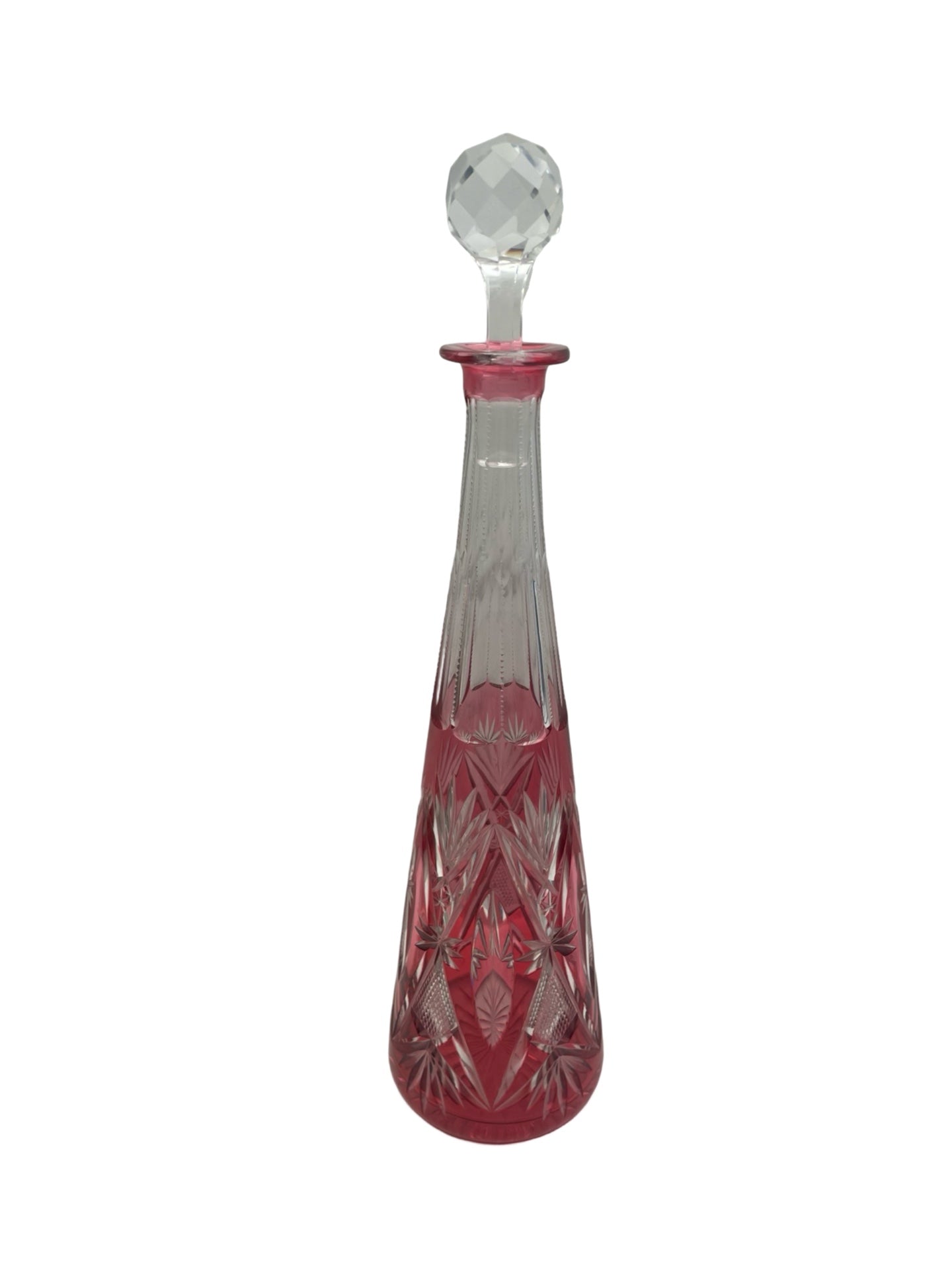 Carafe en cristal rouge rosé – Val Saint Lambert Num 36