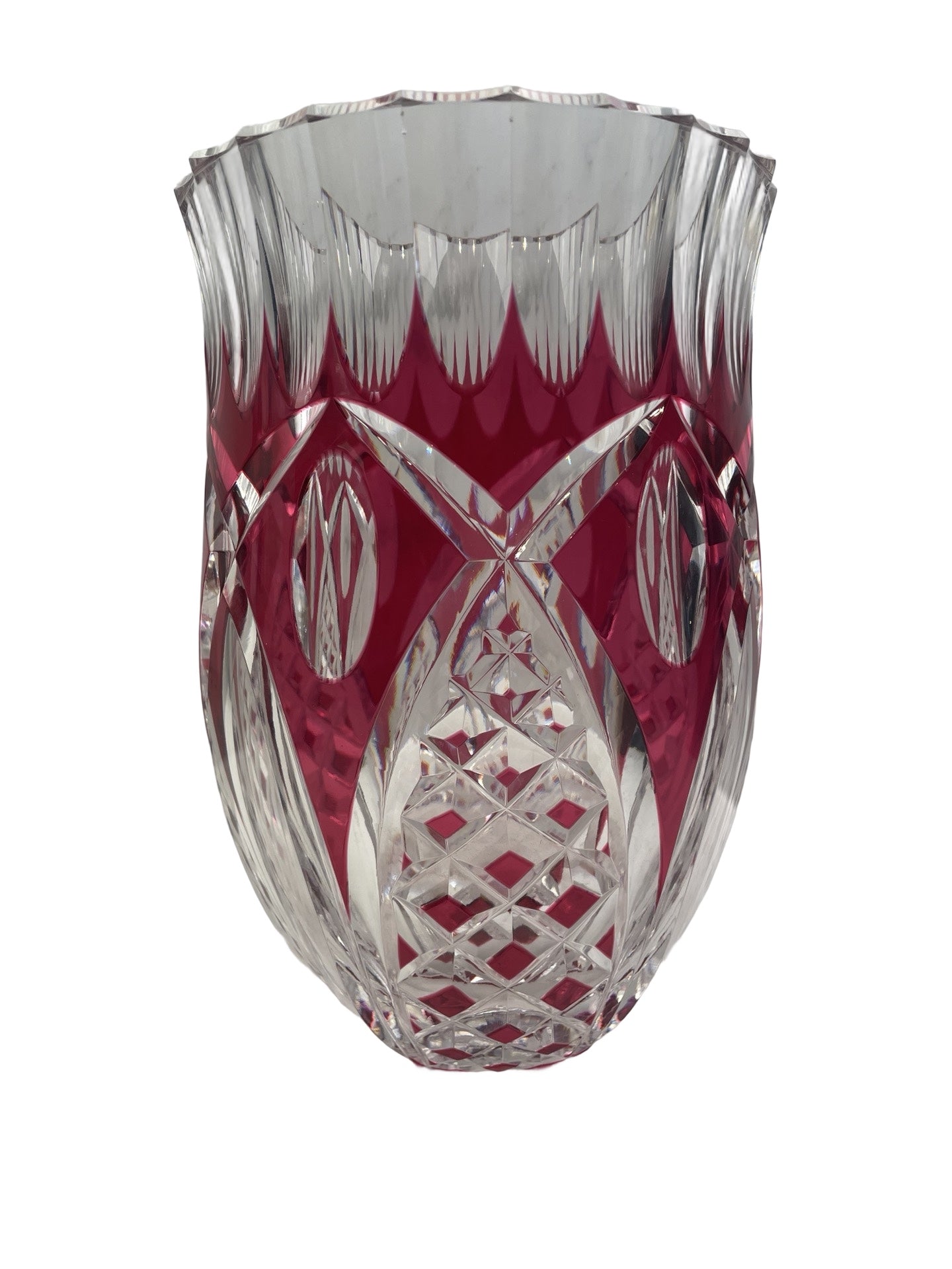 1 - Vase en cristal rouge – Val Saint Lambert – Signé
