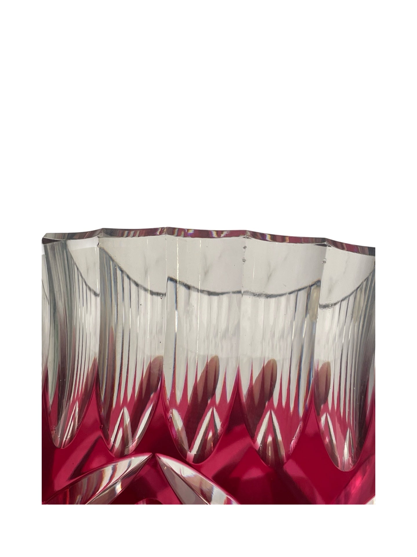 1 - Vase en cristal rouge – Val Saint Lambert – Signé
