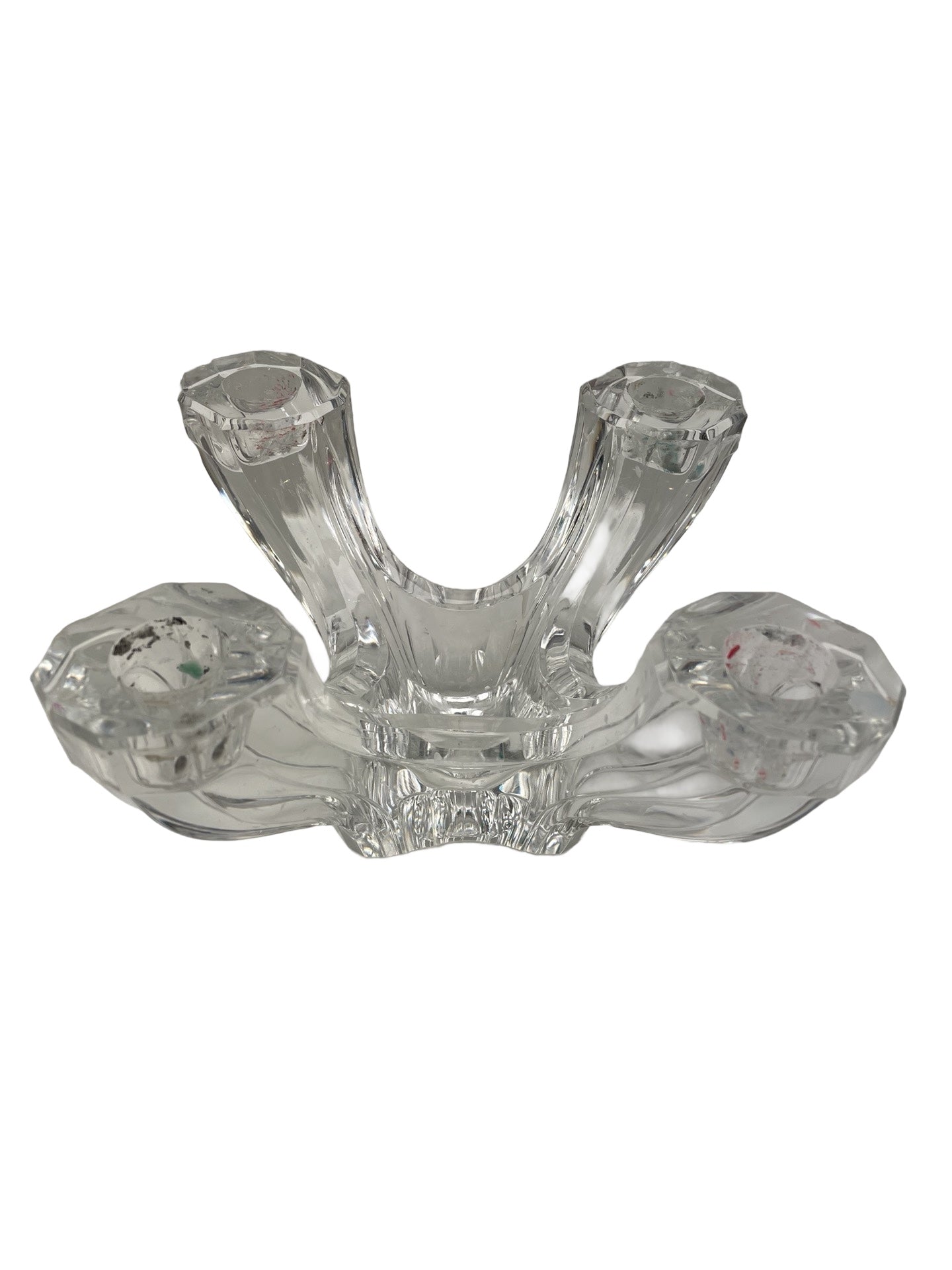 Bougeoir multiple en cristal – Val Saint Lambert – Signé – Minis égrenures