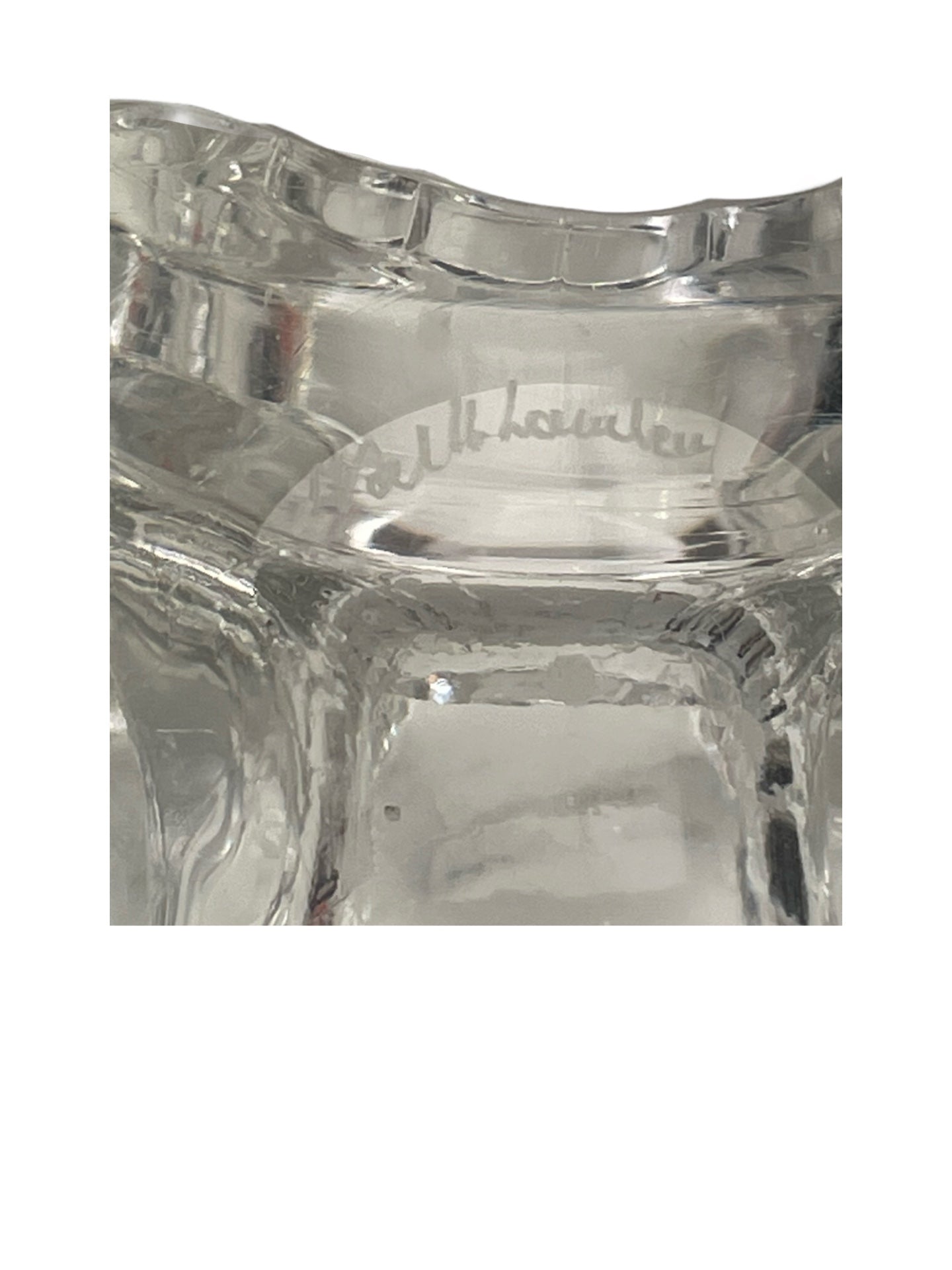 Bougeoir multiple en cristal – Val Saint Lambert – Signé – Minis égrenures