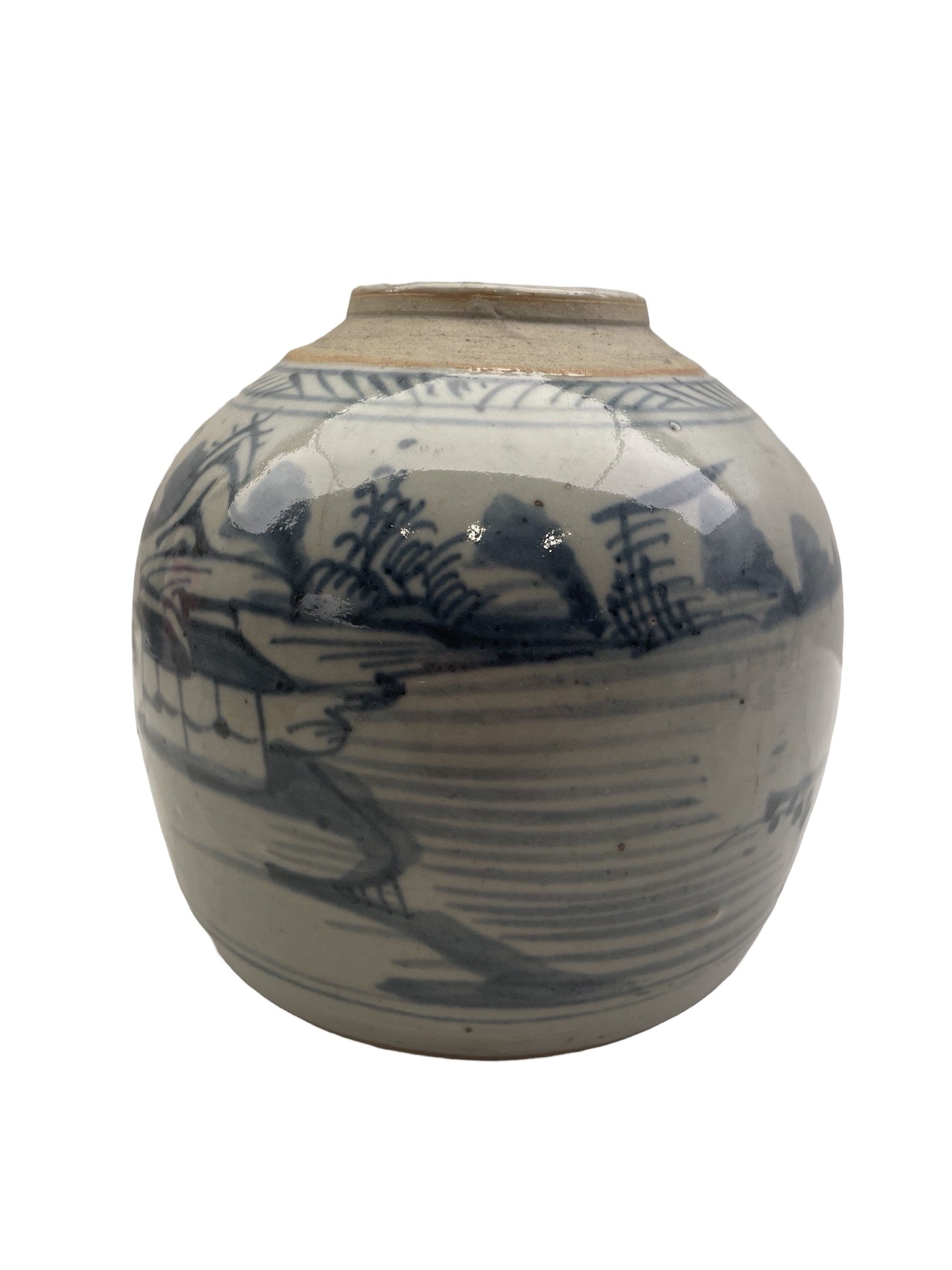Pot à Gingembre de Chine – Décor bleu de paysage – 19ᵉ siècle