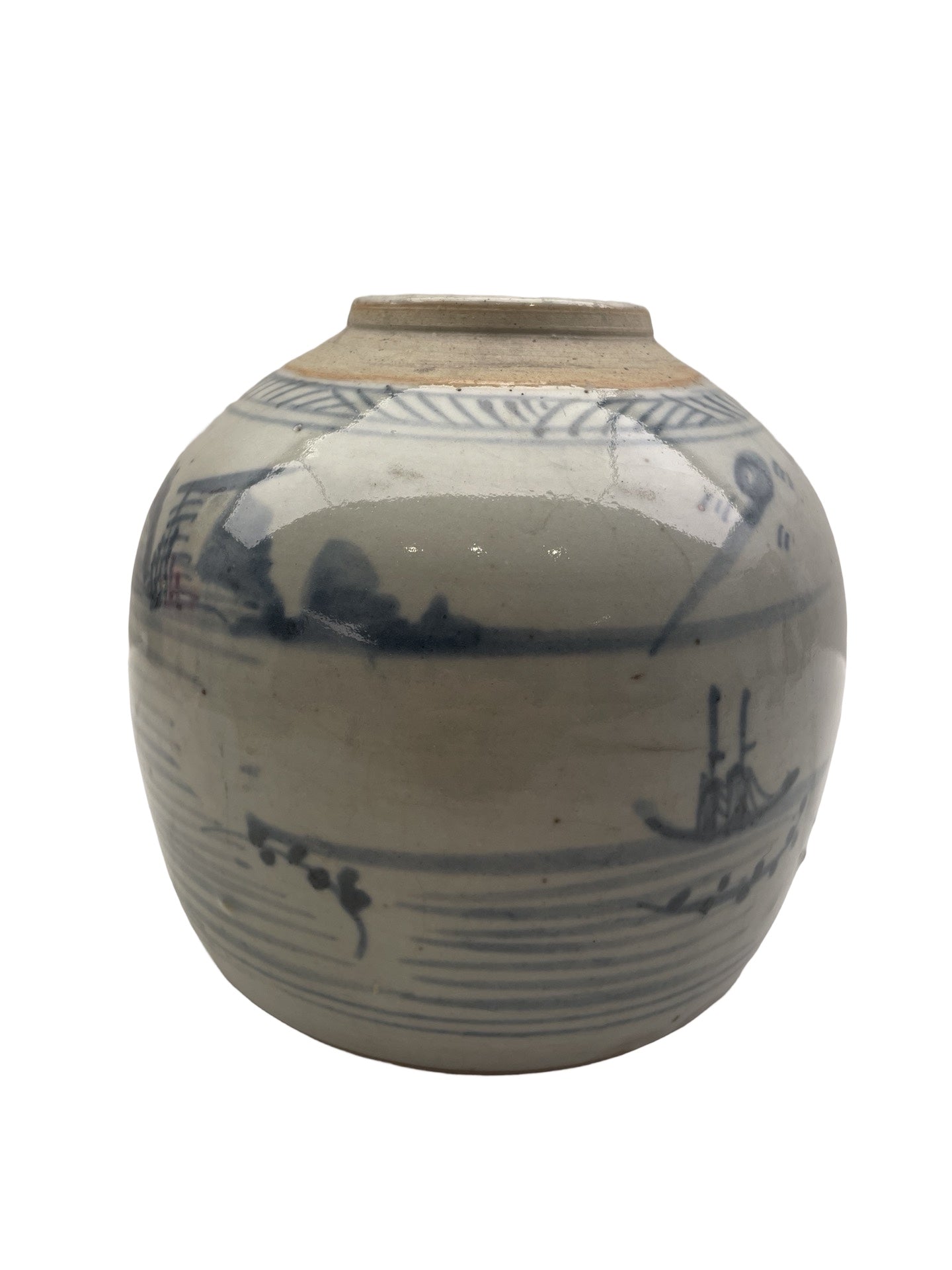 Pot à Gingembre de Chine – Décor bleu de paysage – 19ᵉ siècle