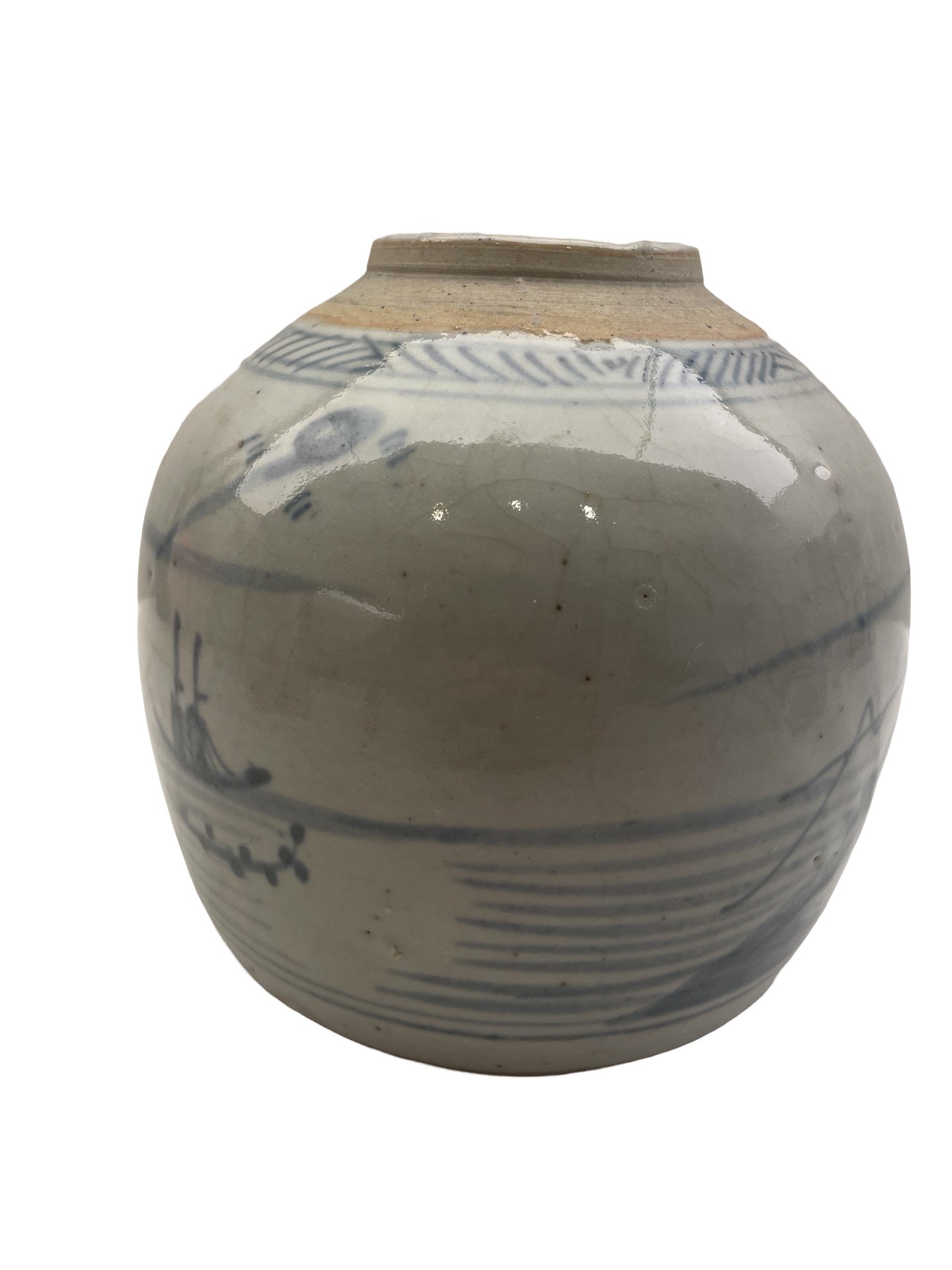 Pot à Gingembre de Chine – Décor bleu de paysage – 19ᵉ siècle