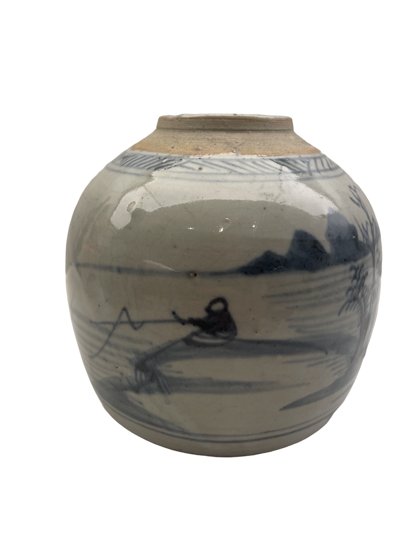 Pot à Gingembre de Chine – Décor bleu de paysage – 19ᵉ siècle