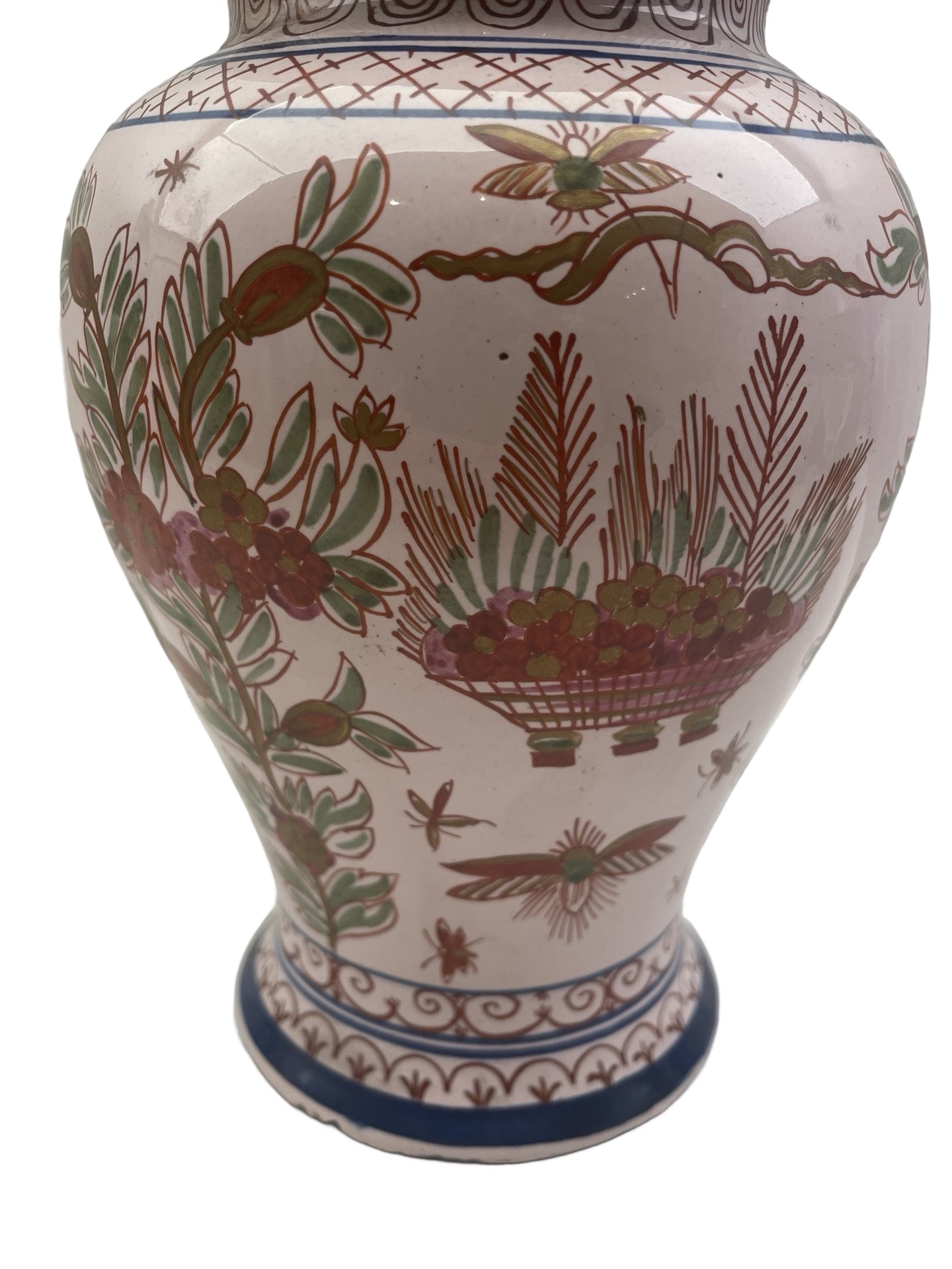 Pot couvert en faïence – Desvres ou Delft – Décor de mouches – Marqué P:V:M 500