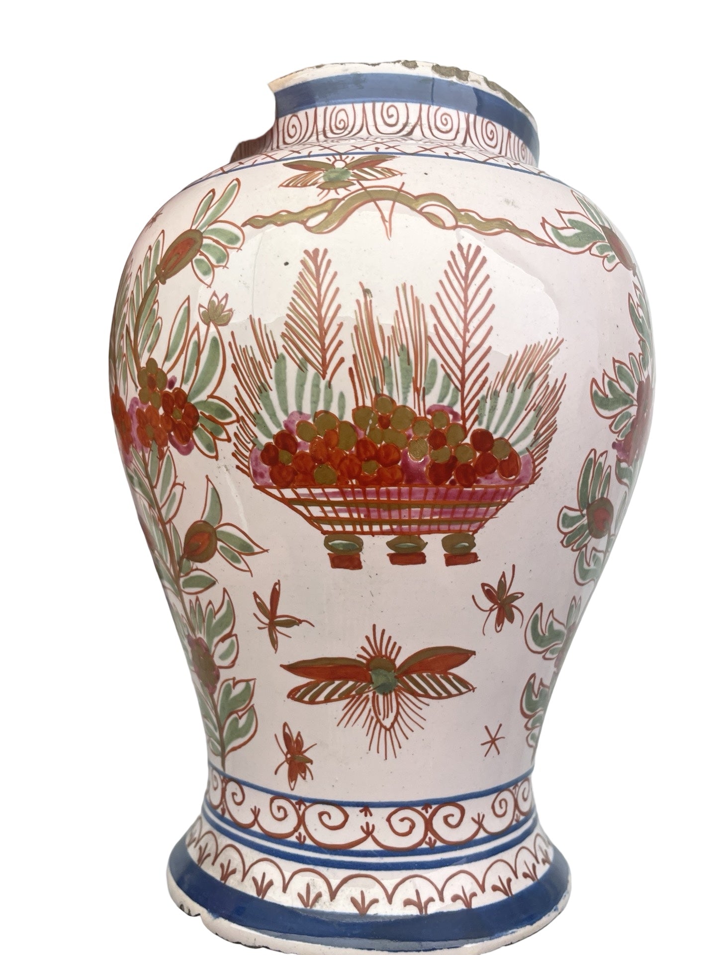Pot couvert en faïence – Desvres ou Delft – Décor de mouches – Marqué P:V:M 500