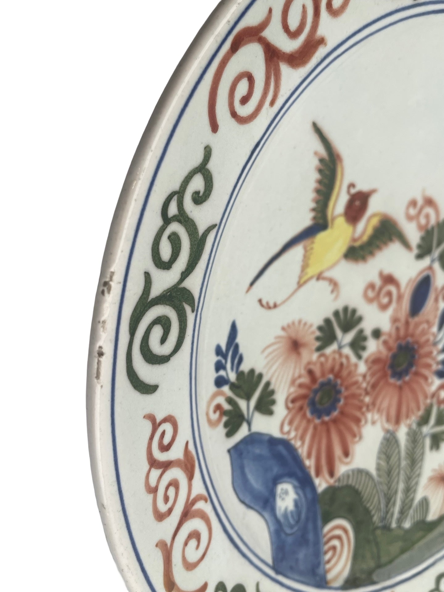 Assiette en faïence – Desvres ou Delft – Décor aux oiseaux
