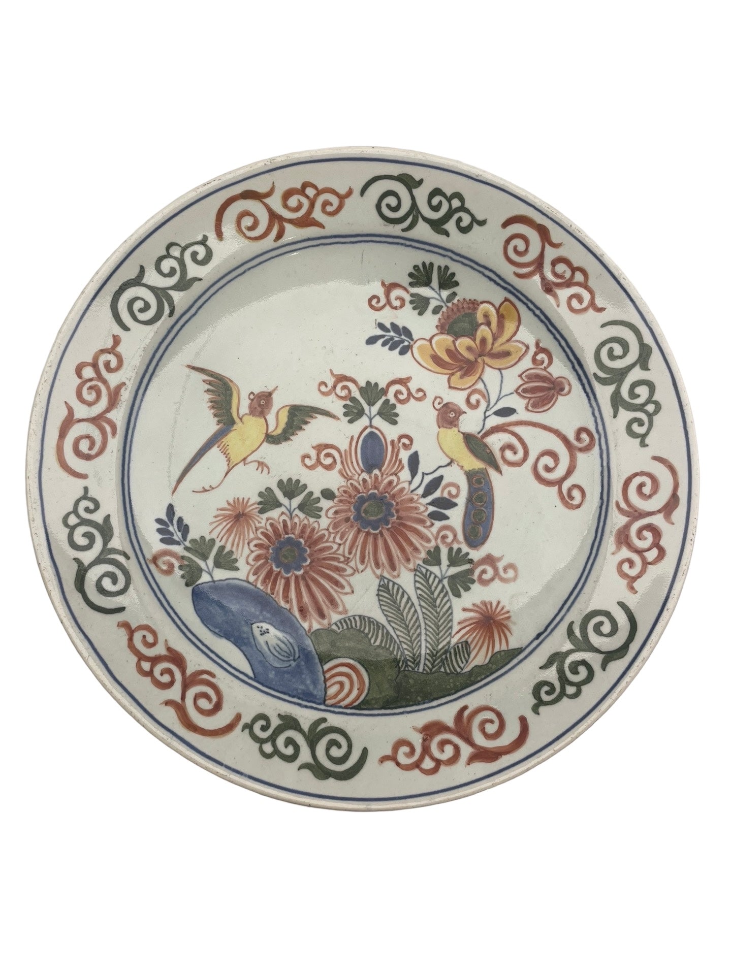 Assiette en faïence – Desvres ou Delft – Décor aux oiseaux