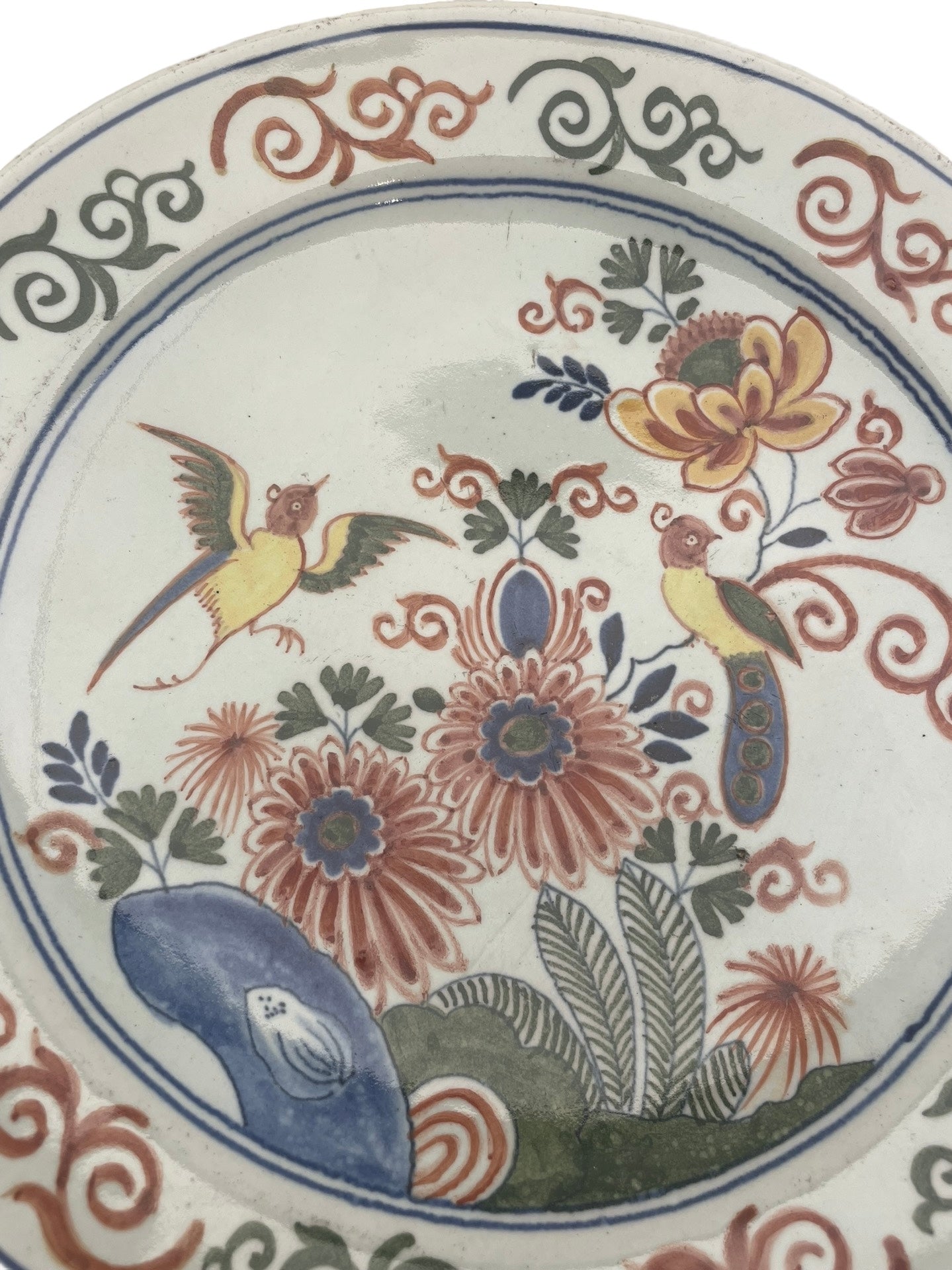 Assiette en faïence – Desvres ou Delft – Décor aux oiseaux