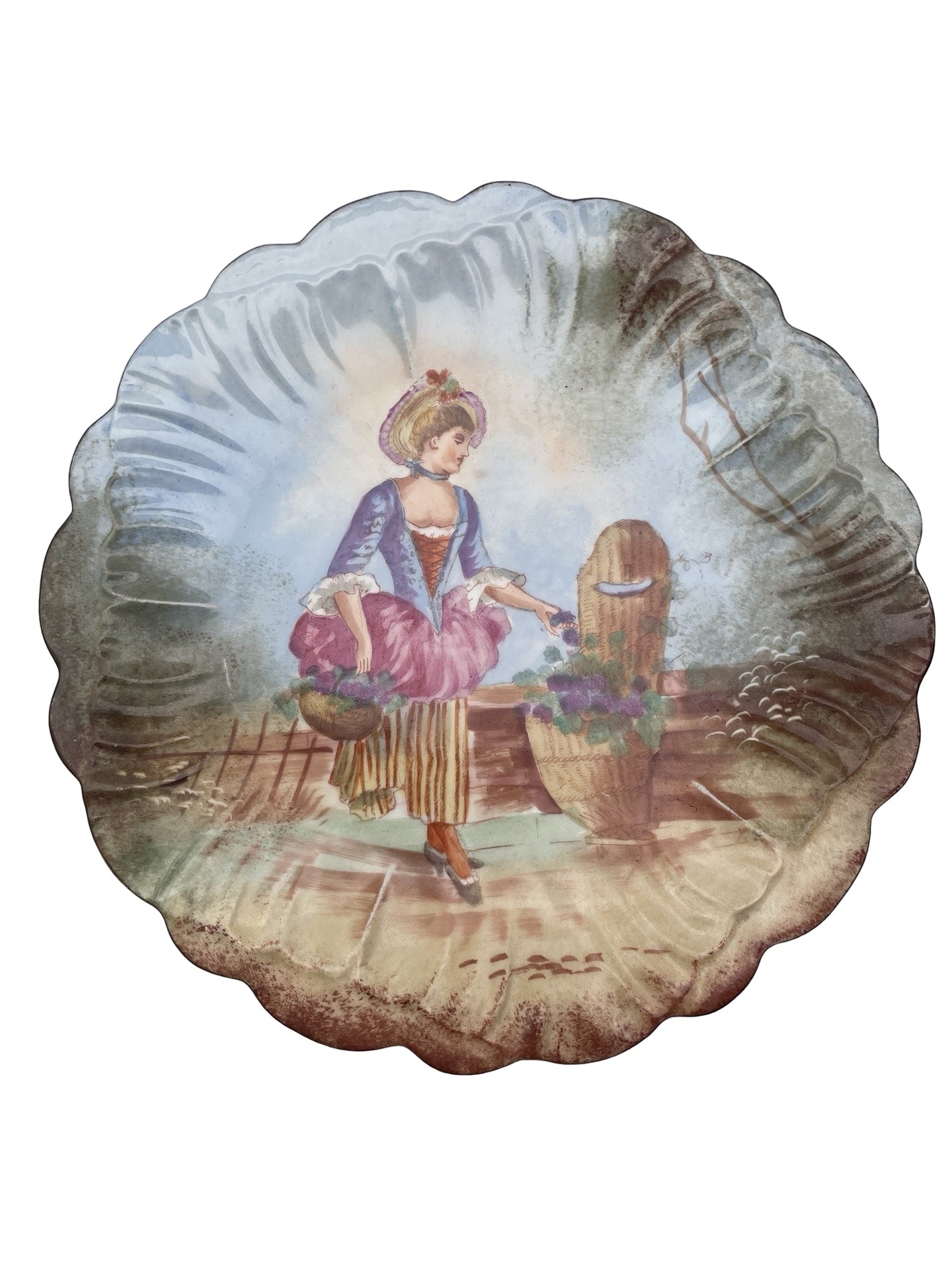 Assiette en Porcelaine à Décor de Dame au panier – 19e/20e siècle