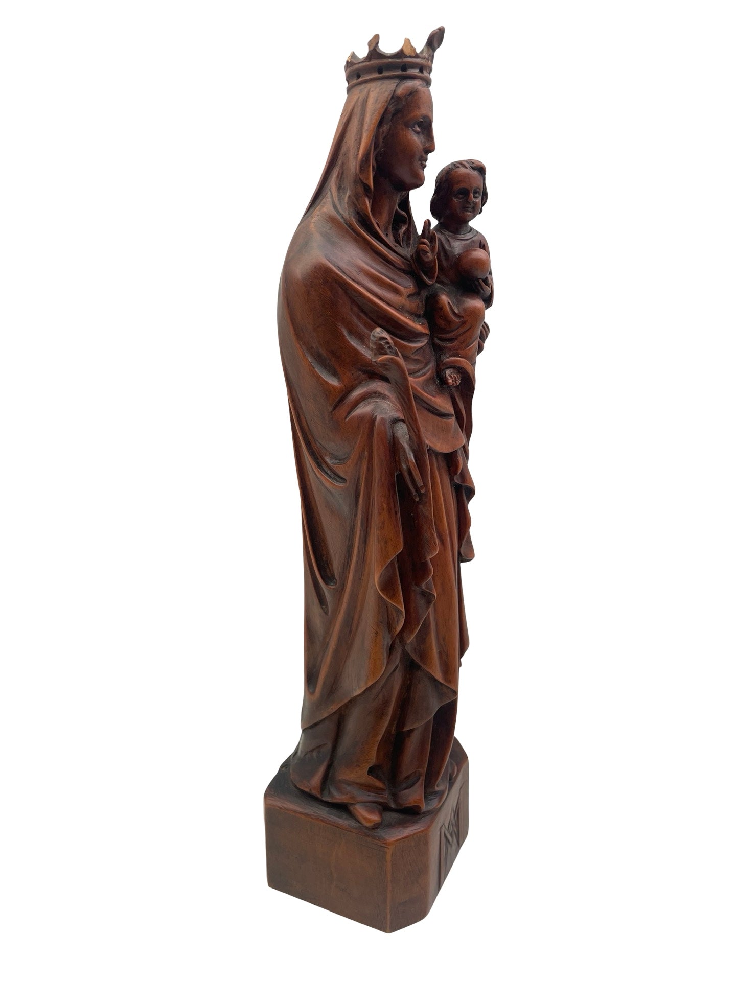 1- Vierge à l’Enfant Jésus – Sculpture en bois, XIXe siècle