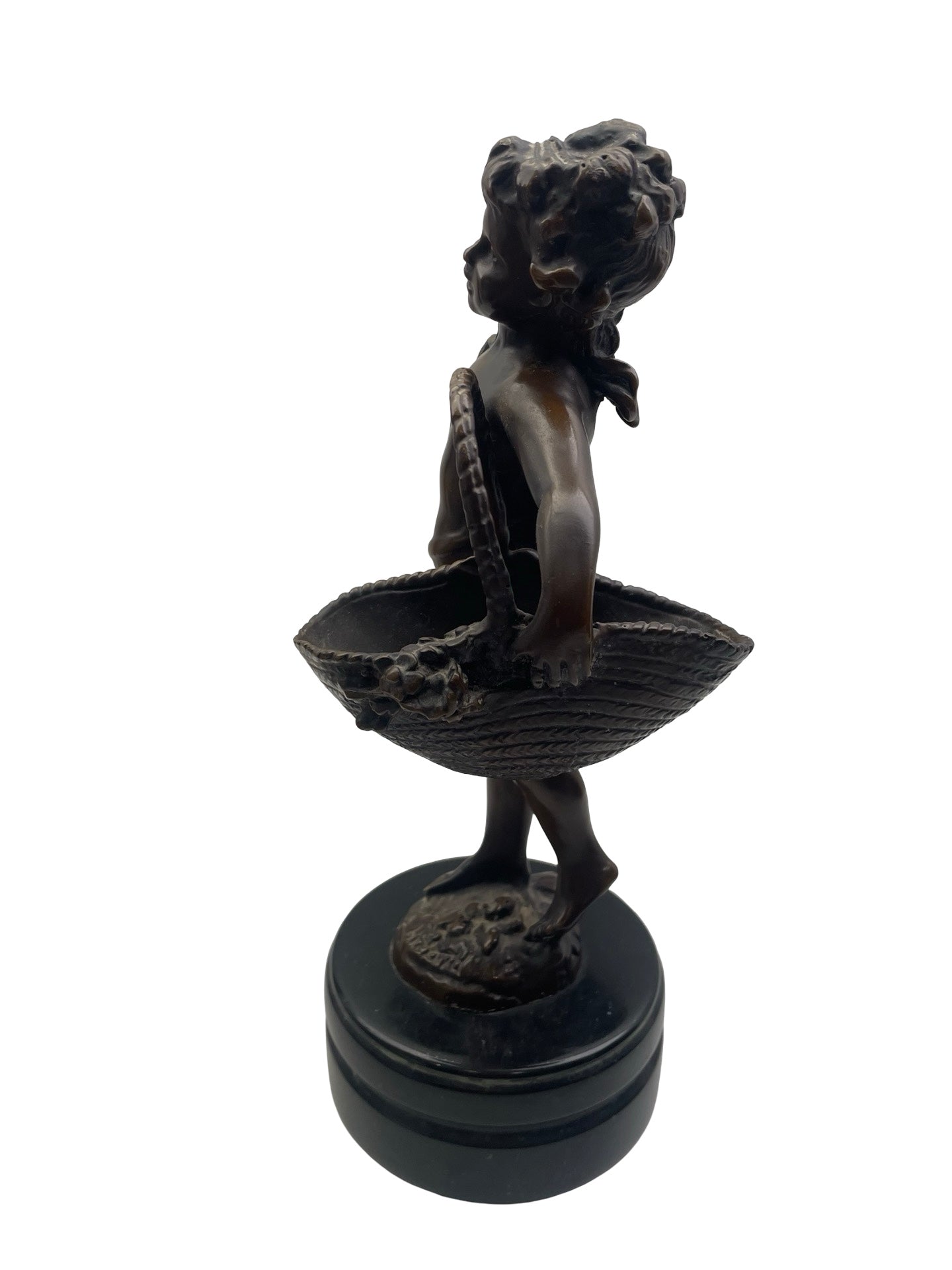 Statue en bronze jeune fille aux paniers - Suzanne Bizard