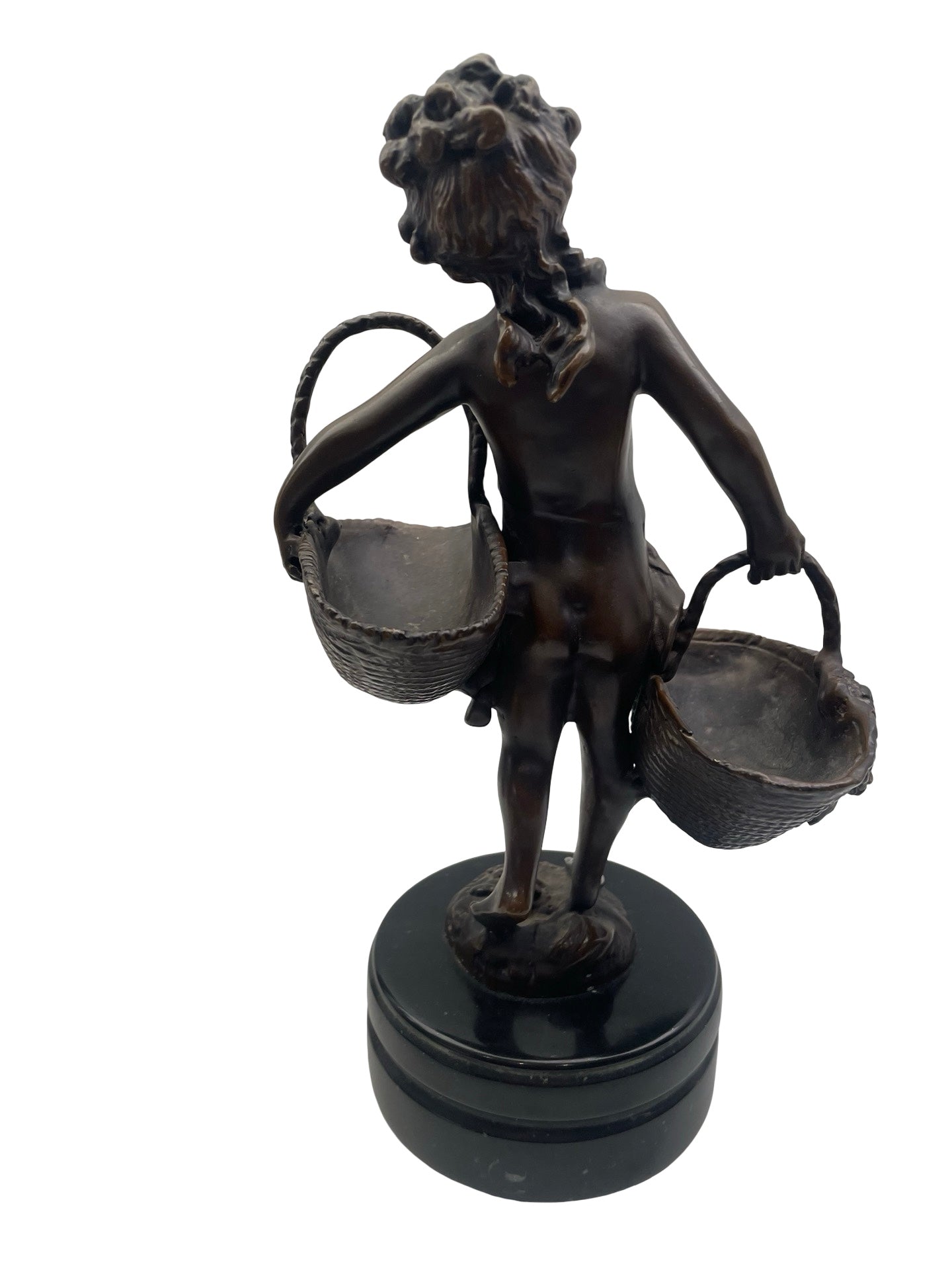 Statue en bronze jeune fille aux paniers - Suzanne Bizard