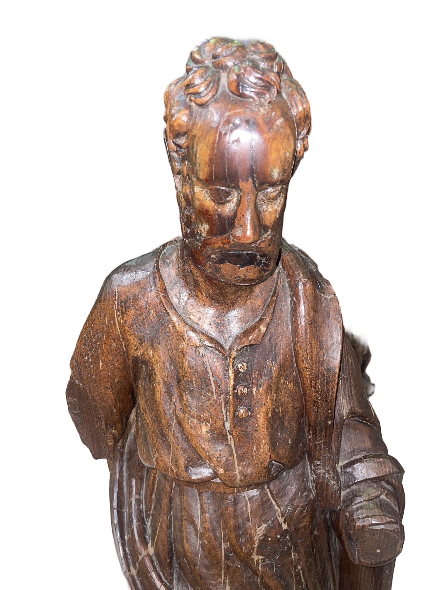 Saint Pierre en Chêne Sculpté – Travail Flamand, Fin XVIᵉ Siècle