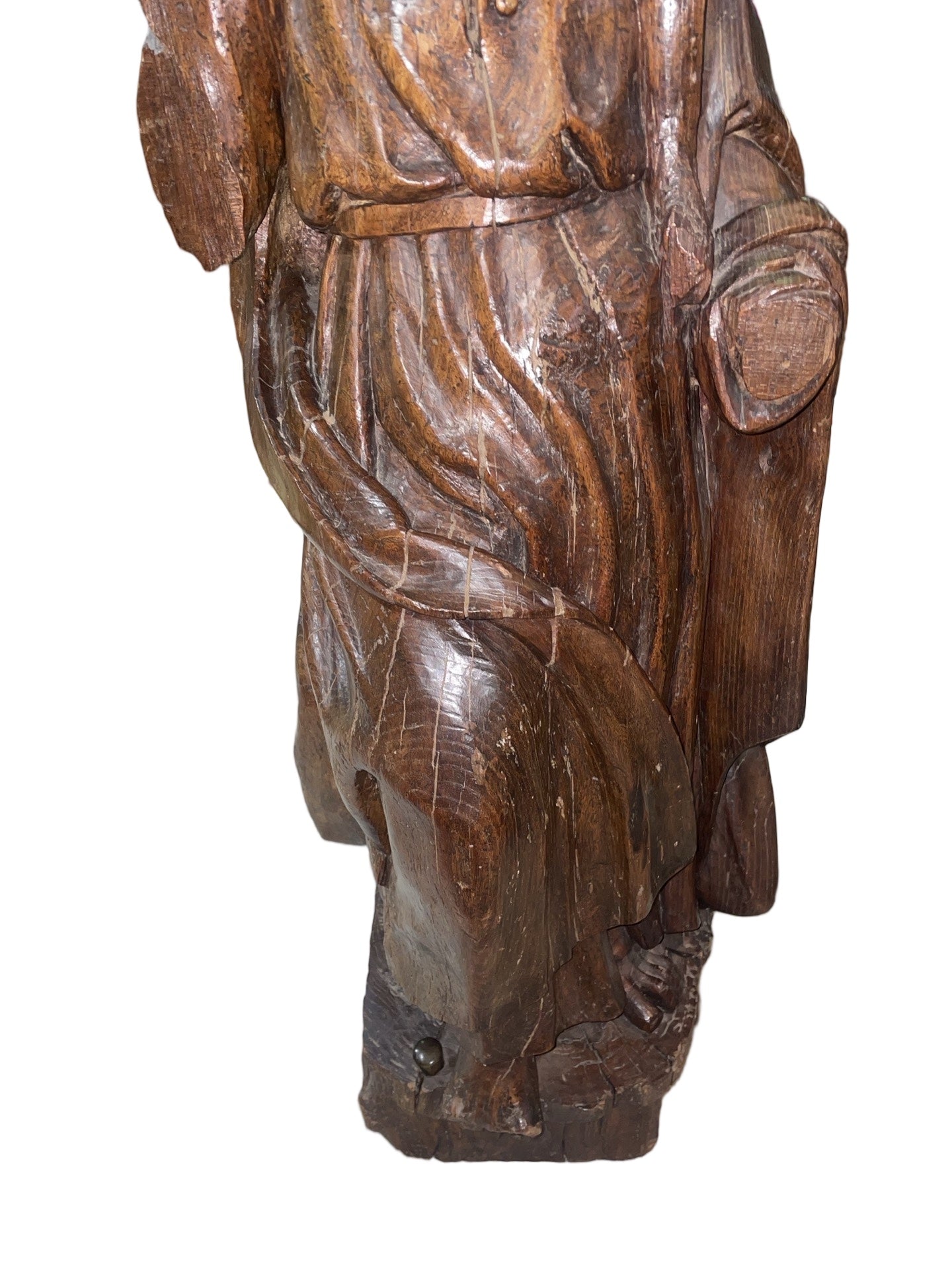 Saint Pierre en Chêne Sculpté – Travail Flamand, Fin XVIᵉ Siècle