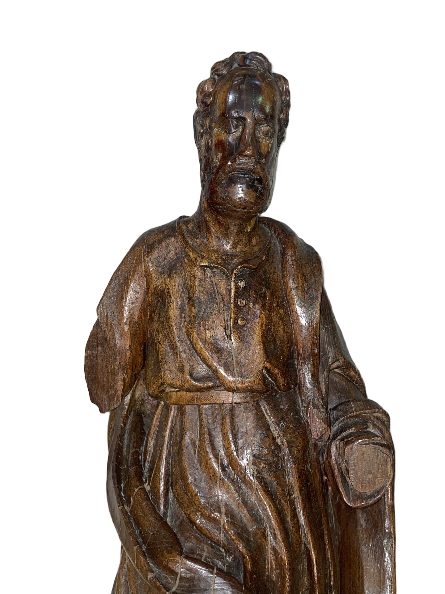 Saint Pierre en Chêne Sculpté – Travail Flamand, Fin XVIᵉ Siècle