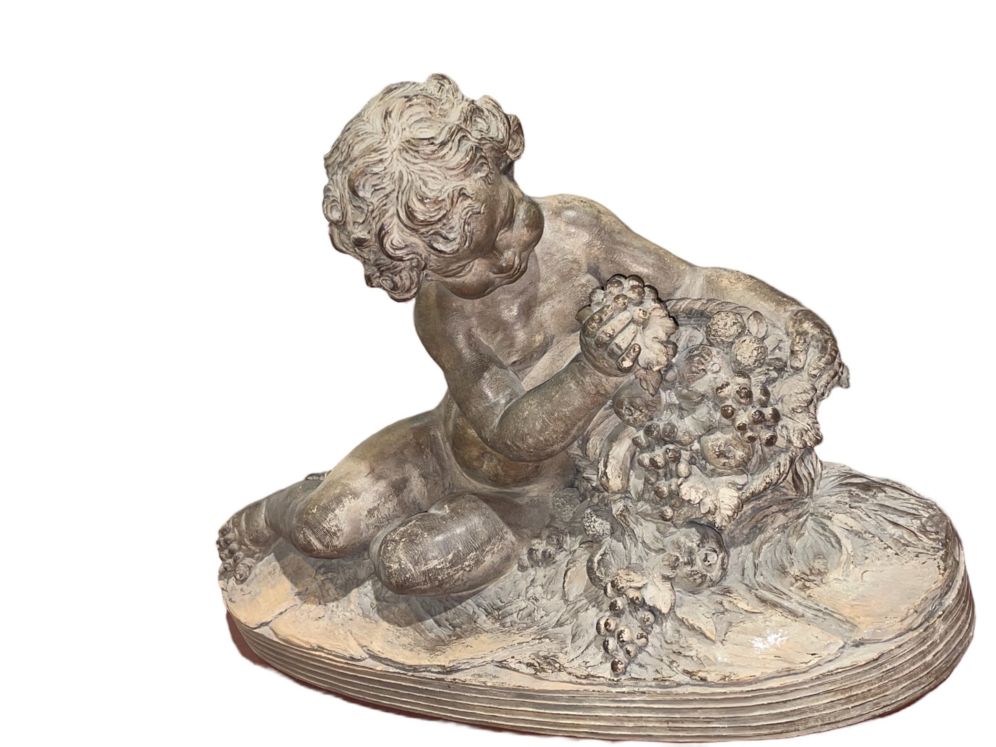 Terre Cuite – Putti aux Fruits – Signé René Rod – Fin XIXe
