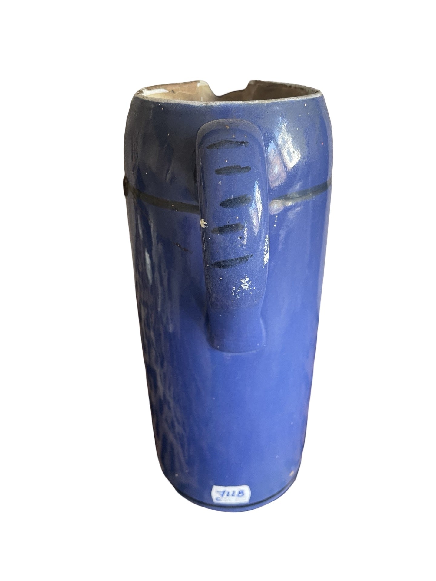 Pichet en faïence de Bruxelles – Double Litre – Fond Bleu
