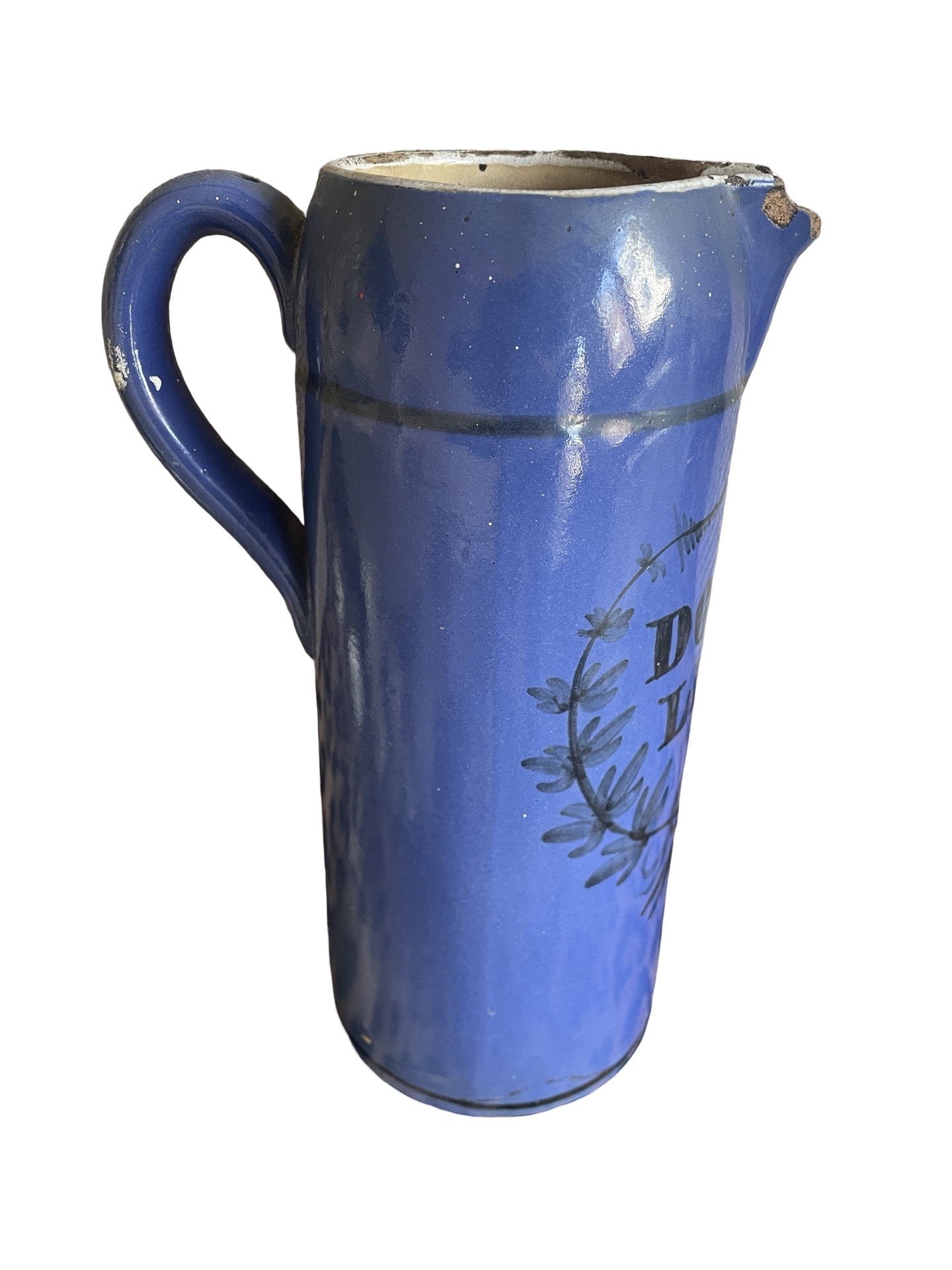 Pichet en faïence de Bruxelles – Double Litre – Fond Bleu