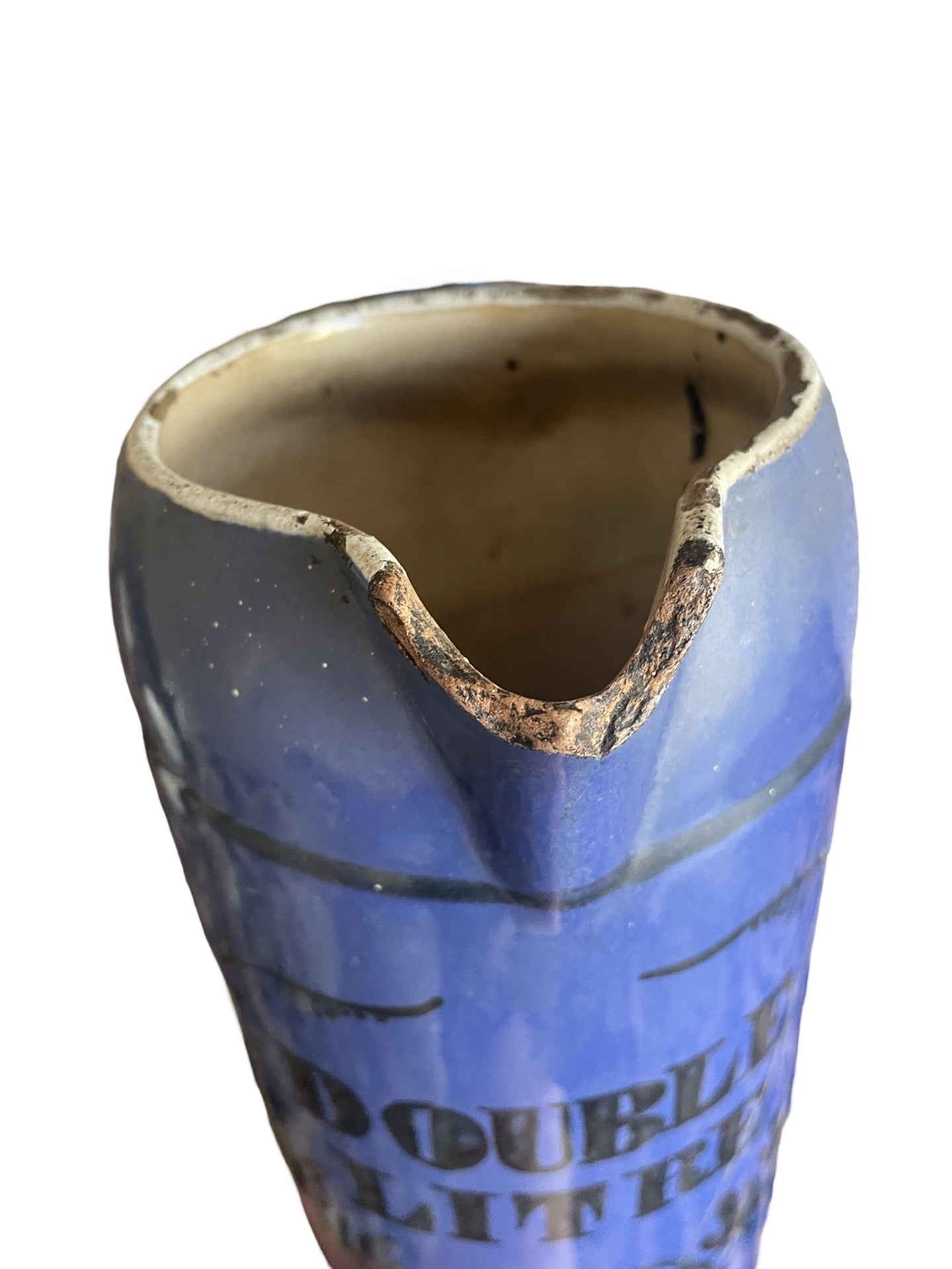 Pichet en faïence de Bruxelles – Double Litre – Fond Bleu