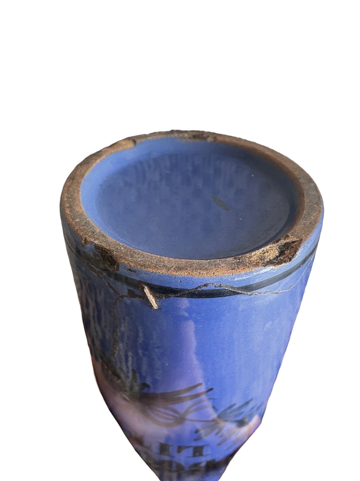 Pichet en faïence de Bruxelles – Double Litre – Fond Bleu