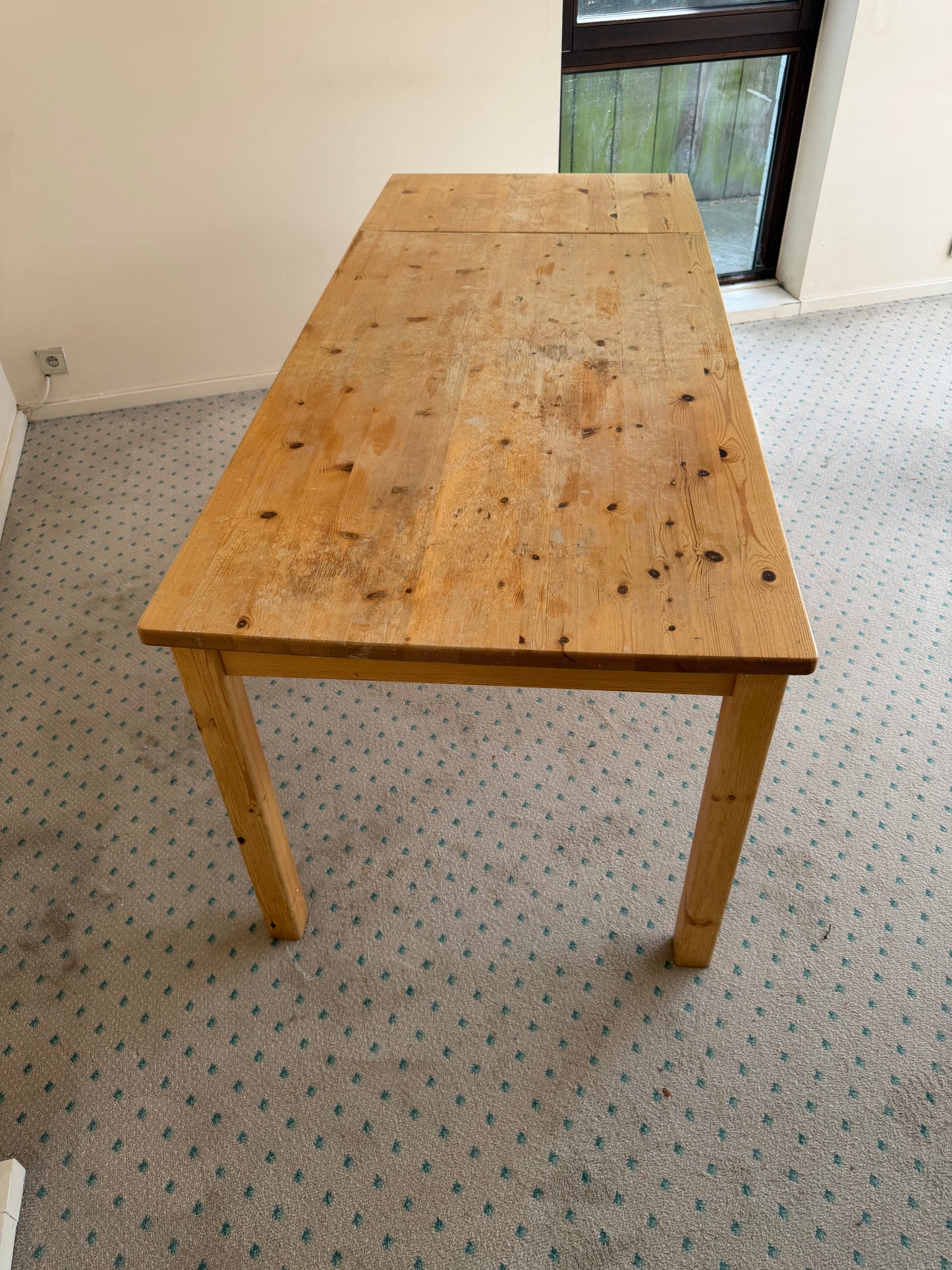 1 - Grande table de ferme en sapin massif extensible 190 cm