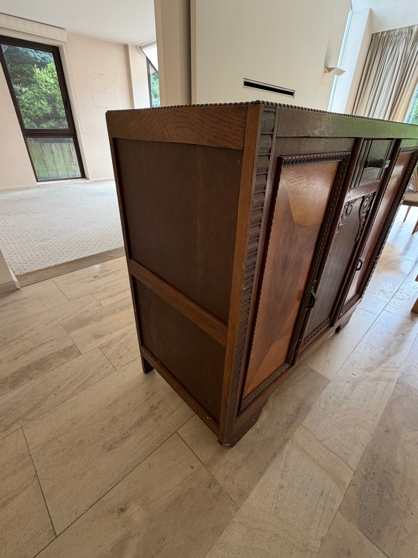 1 - Buffet / meuble Art Déco en chêne massif à restaurer