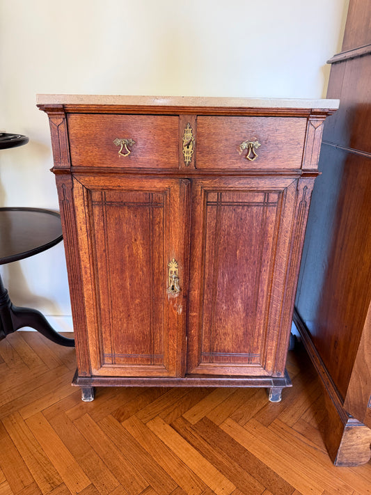 1 - Petit meuble d’appoint ancien en chêne style néoclassique