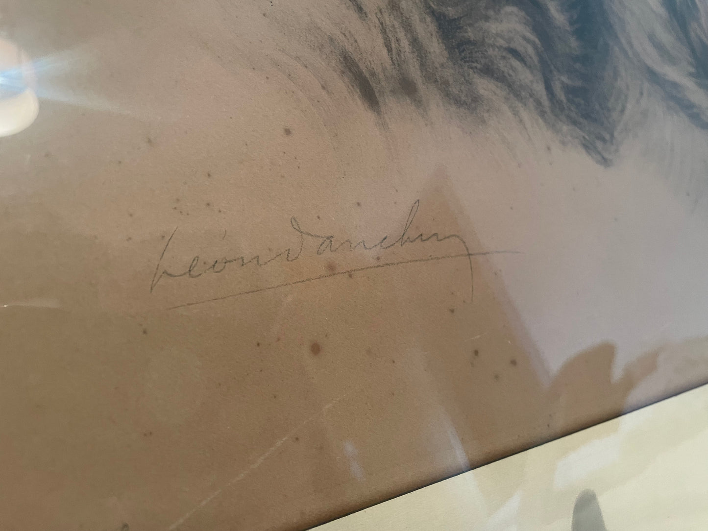 Lithographie de Léon Danchin – Deux chiens Setters – Édition numérotée 353/500 – Avec cadre
