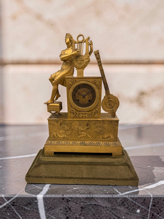 1 - Pendule Empire Orphée à la lyre – Bronze doré XIXe siècle
