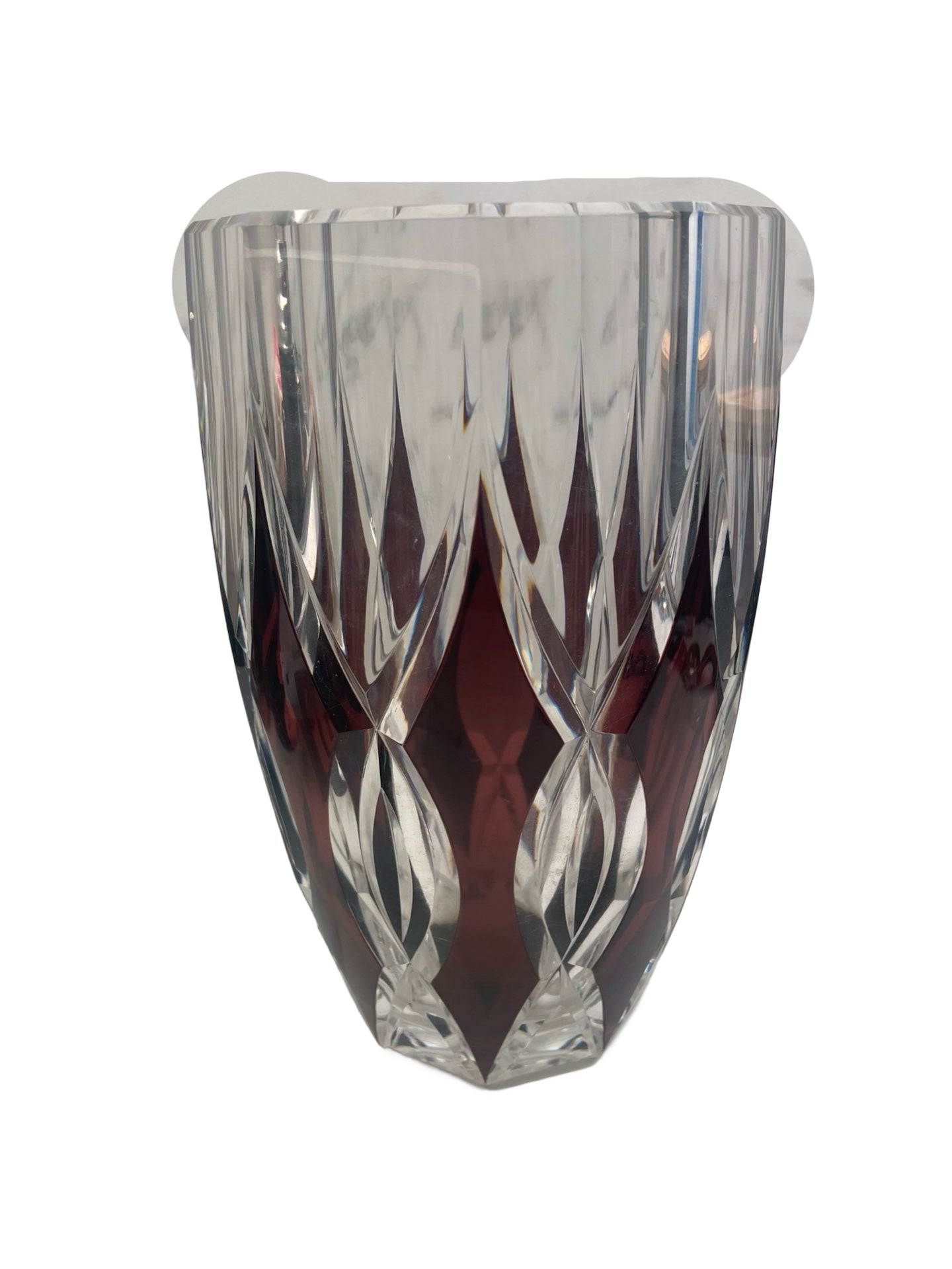 1 - Vase en cristal prune signé Val Saint Lambert – Pièce unique