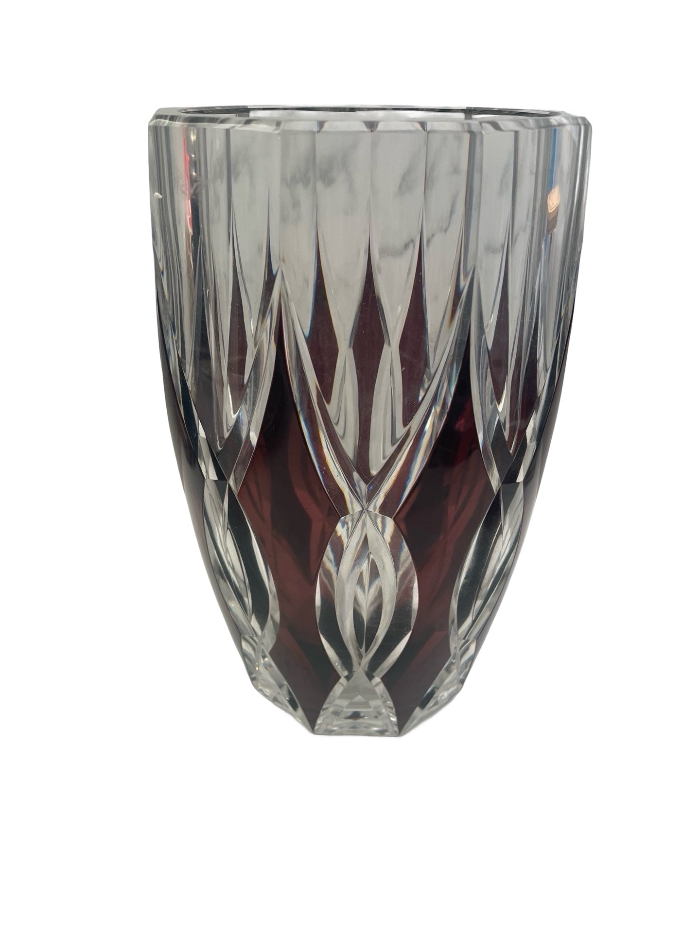 1 - Vase en cristal prune signé Val Saint Lambert – Pièce unique