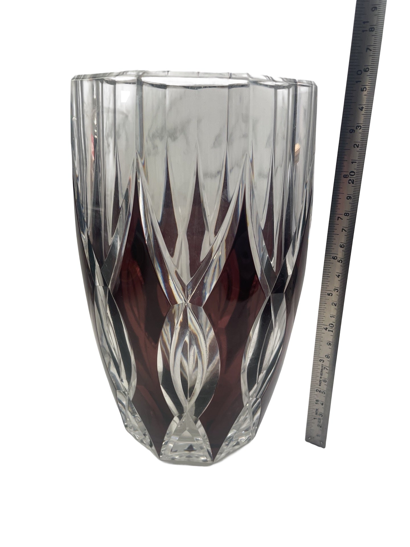 1 - Vase en cristal prune signé Val Saint Lambert – Pièce unique