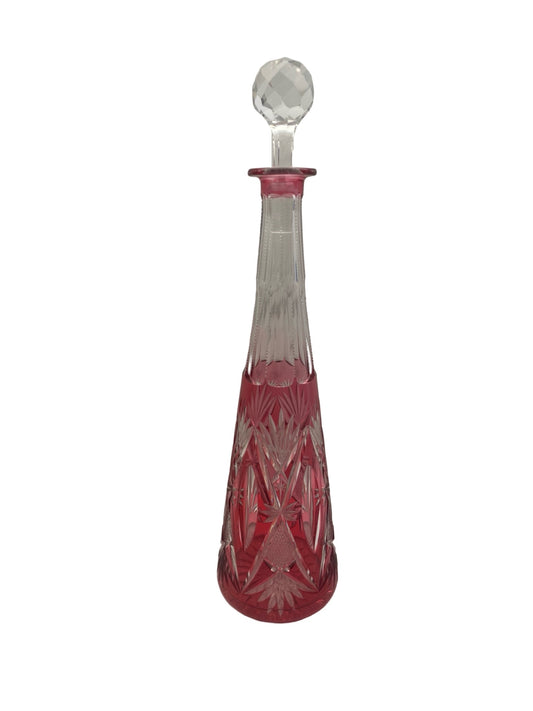Carafe en cristal rouge rosé – Val Saint Lambert Num 36