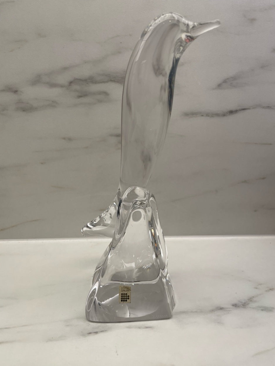 Sculpture d’oiseau en cristal blanc – Signée Daum – Circa 1950