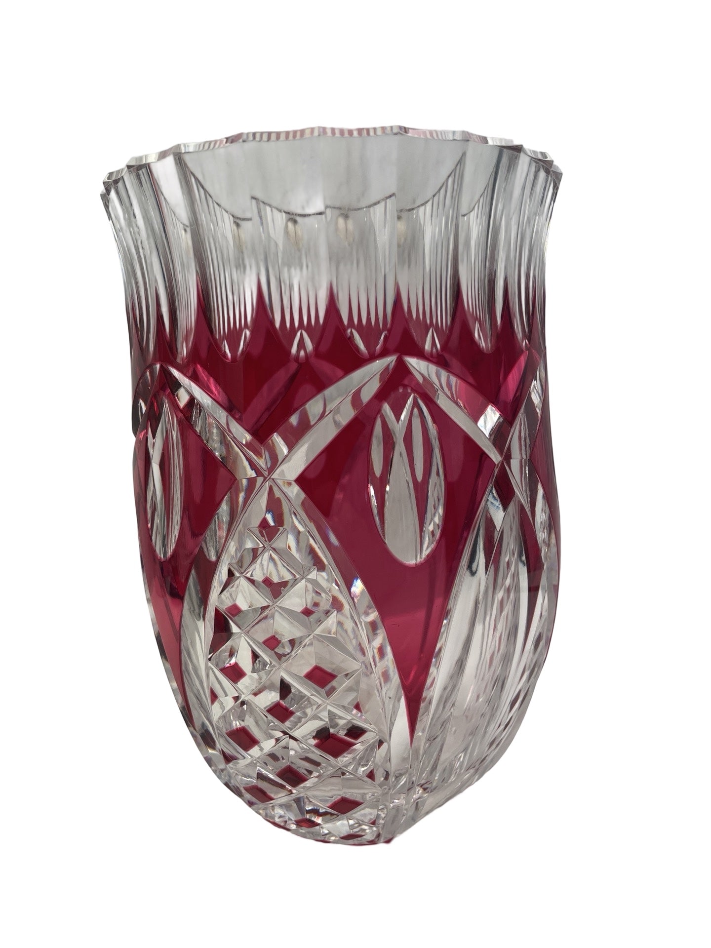 1 - Vase en cristal rouge – Val Saint Lambert – Signé