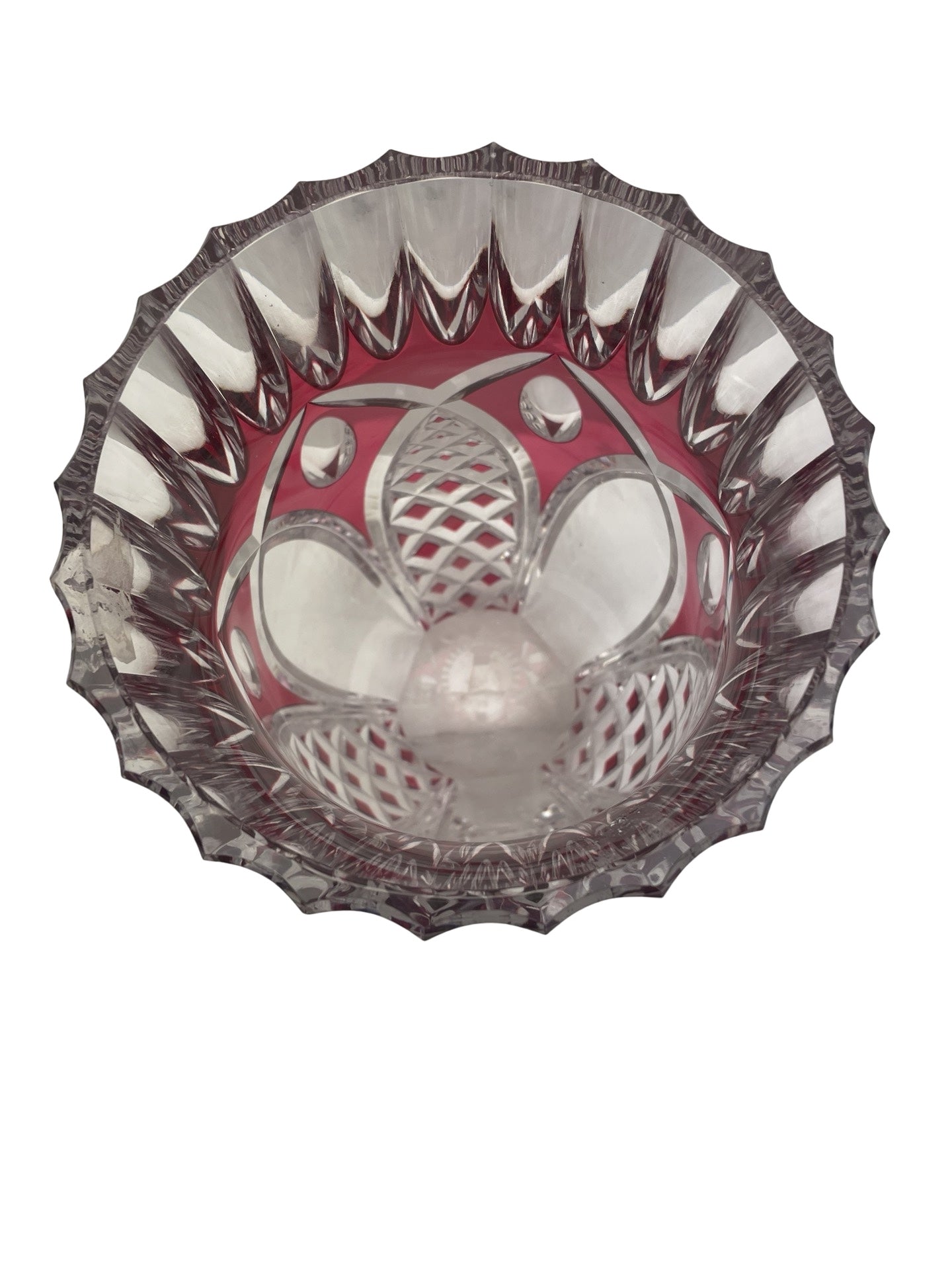 1 - Vase en cristal rouge – Val Saint Lambert – Signé