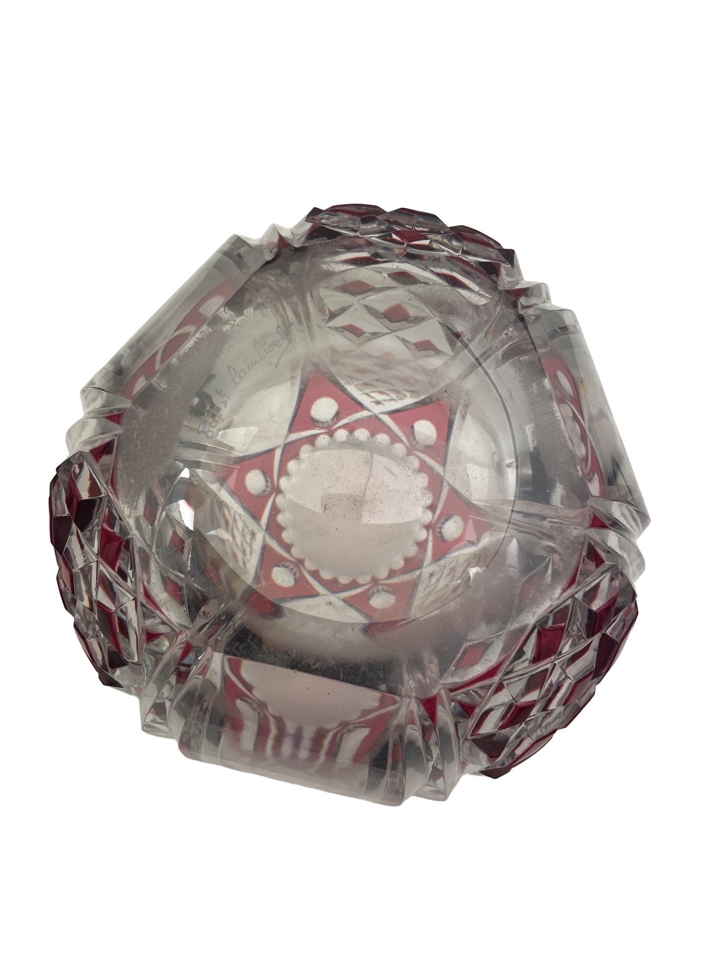 1 - Vase en cristal rouge – Val Saint Lambert – Signé