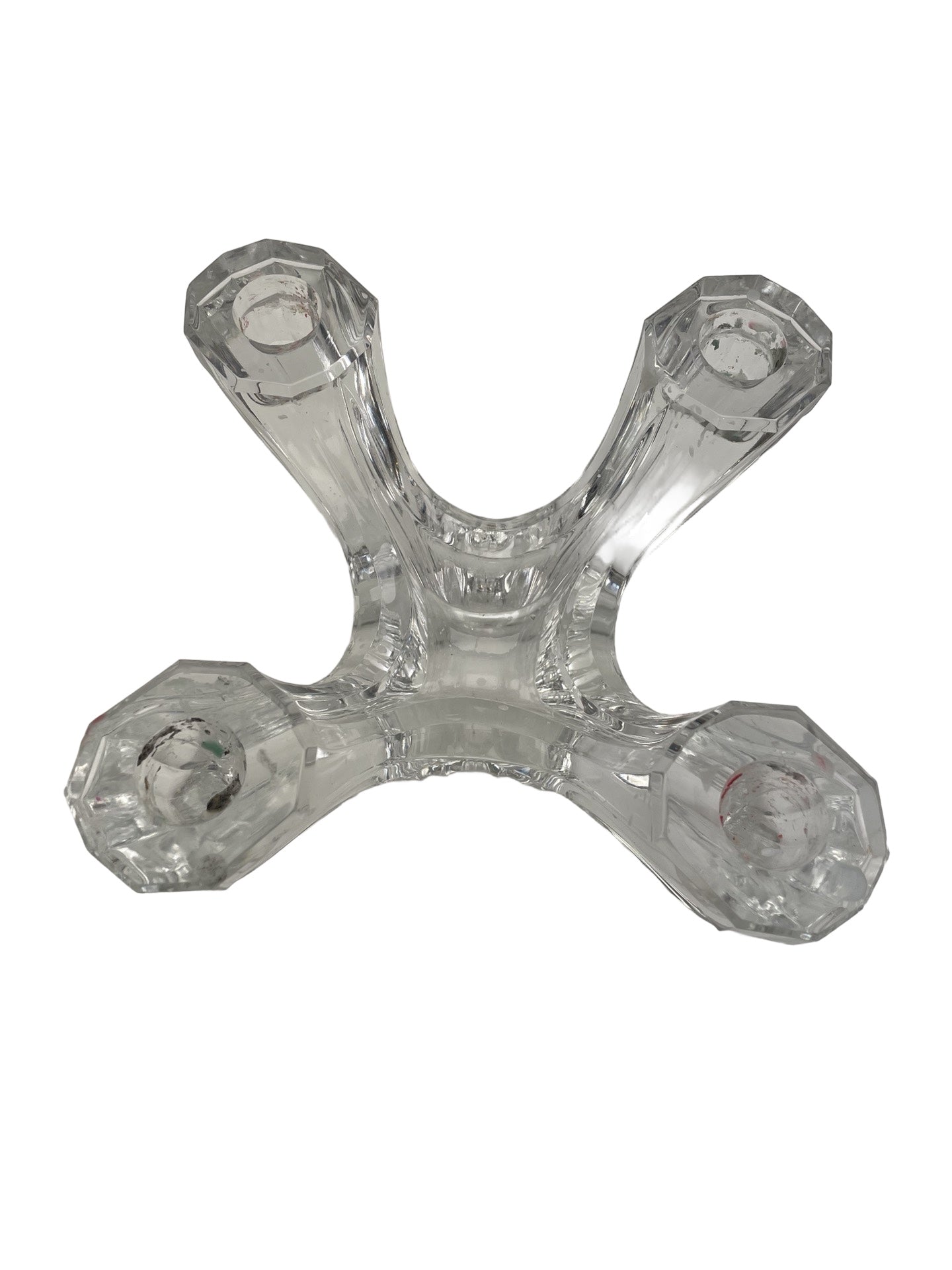 Bougeoir multiple en cristal – Val Saint Lambert – Signé – Minis égrenures