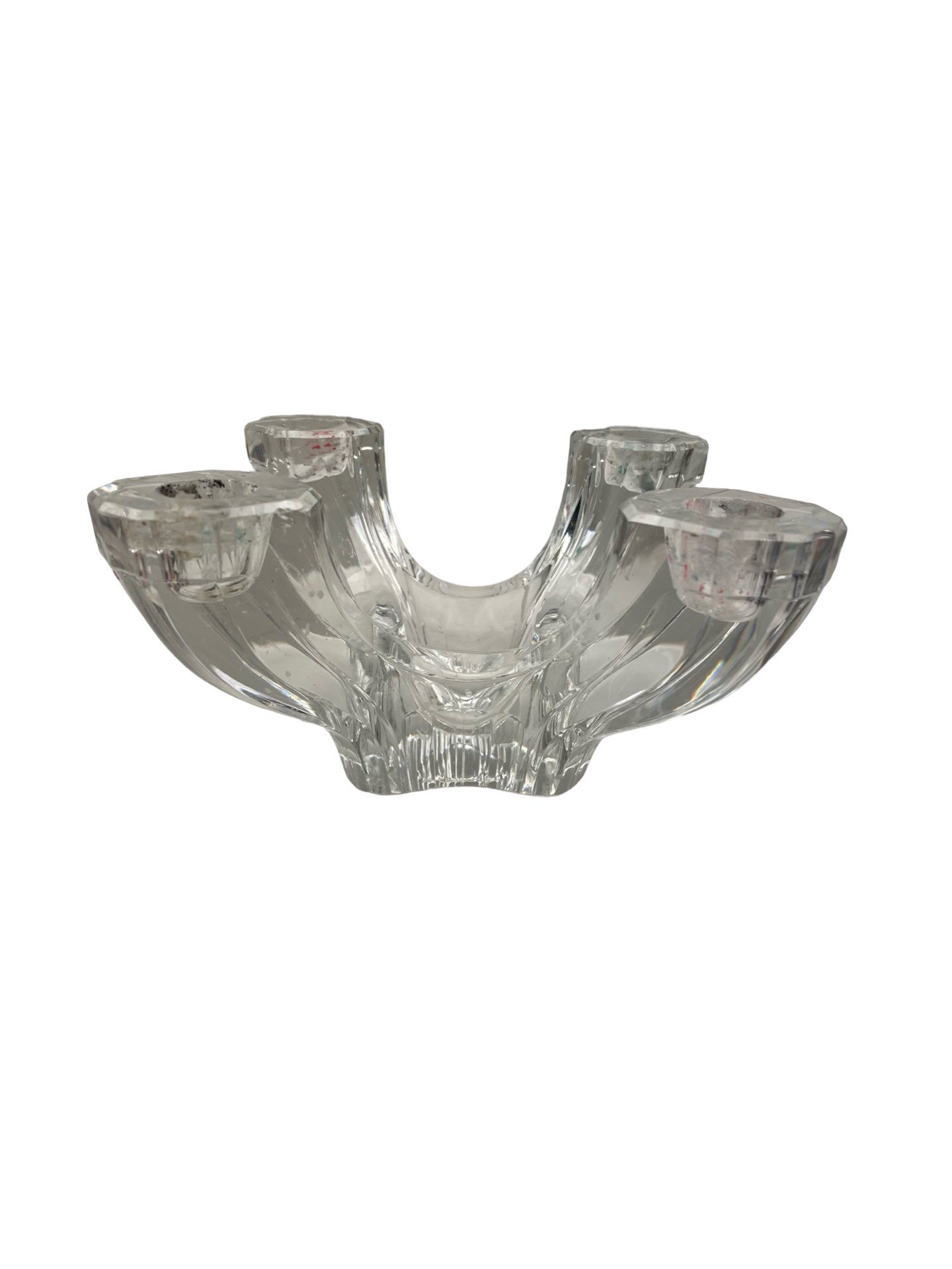 Bougeoir multiple en cristal – Val Saint Lambert – Signé – Minis égrenures
