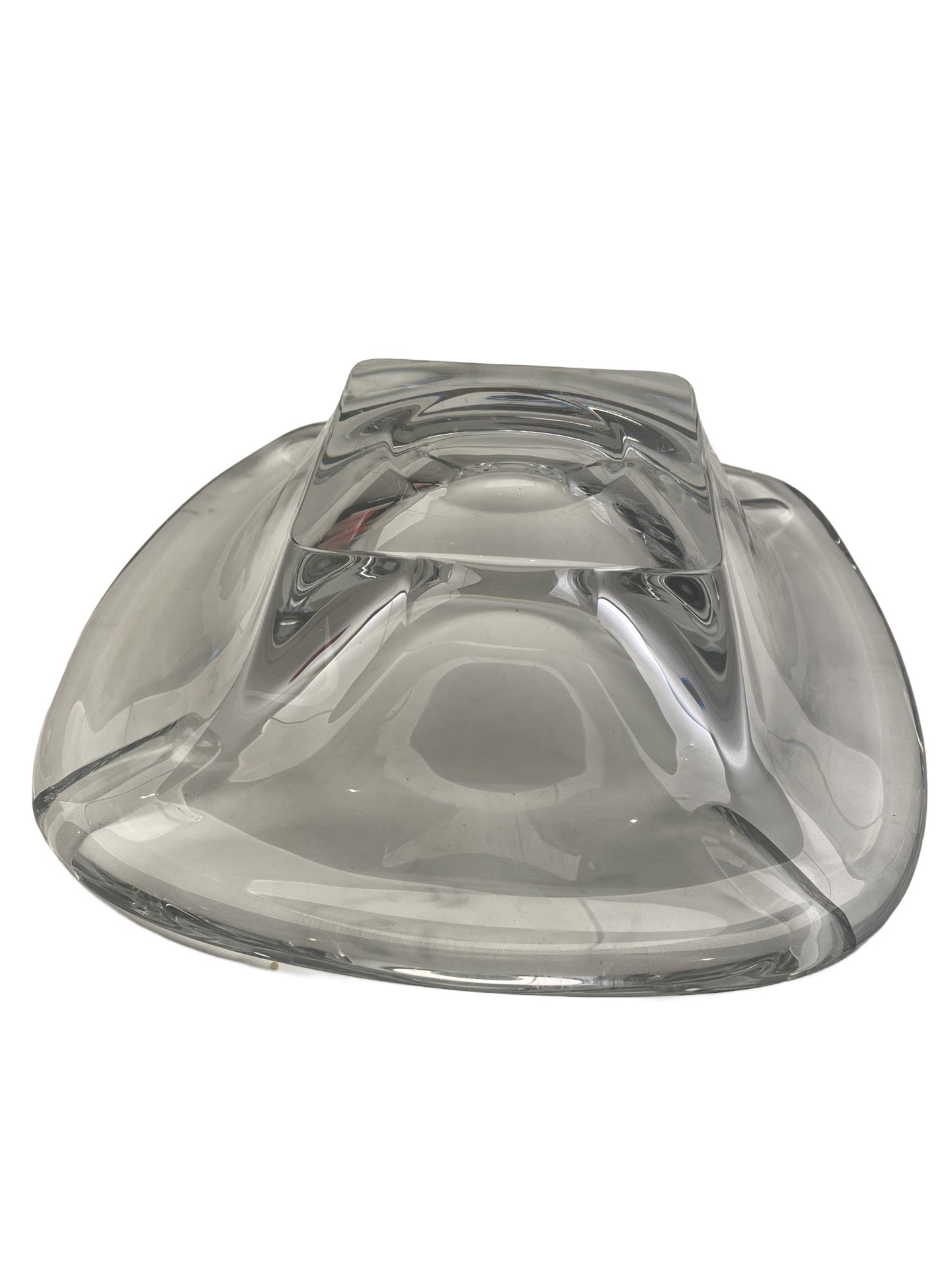 Cendrier carré en cristal blanc – Signé Val Saint Lambert –