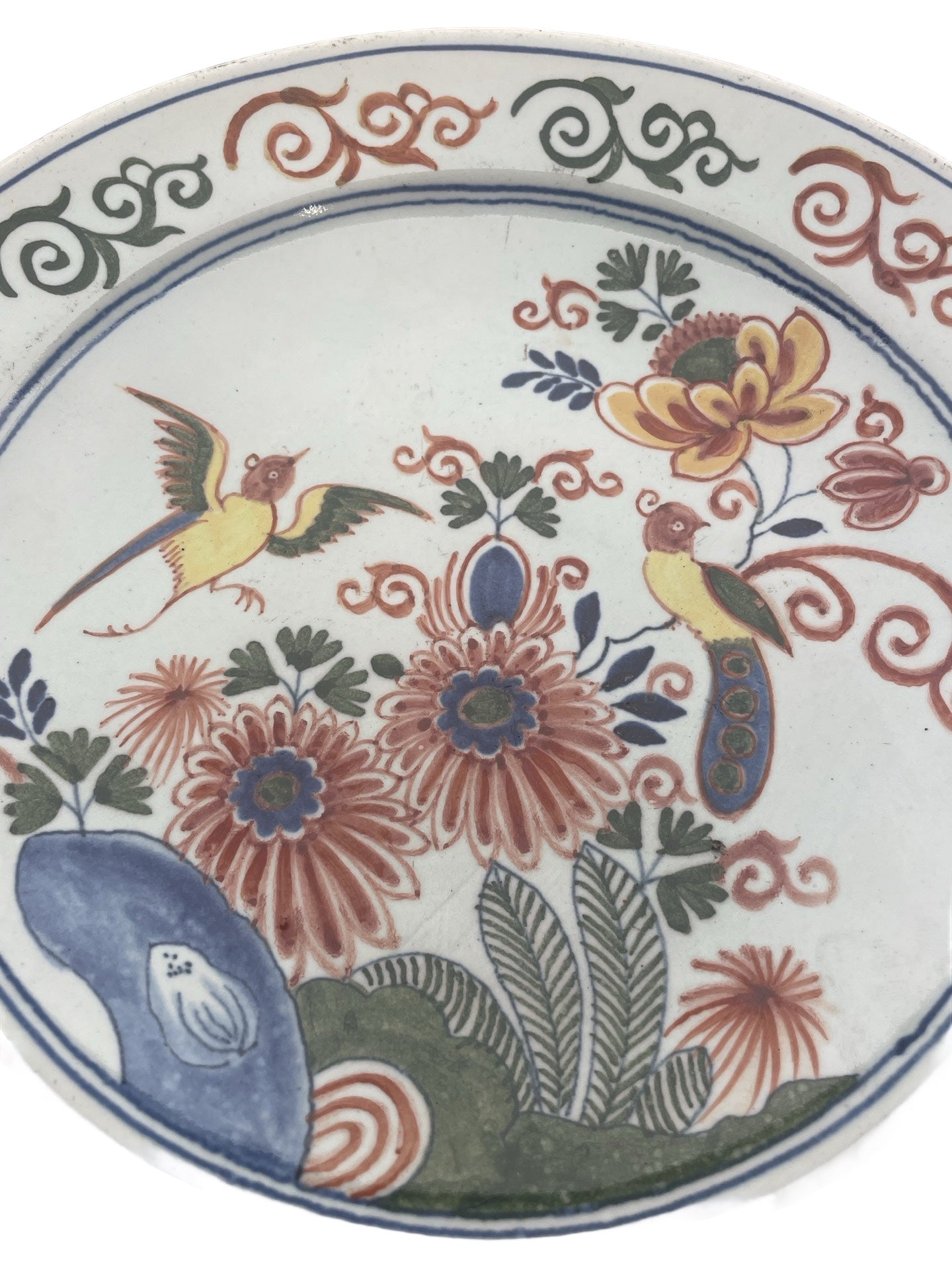 Assiette en faïence – Desvres ou Delft – Décor aux oiseaux